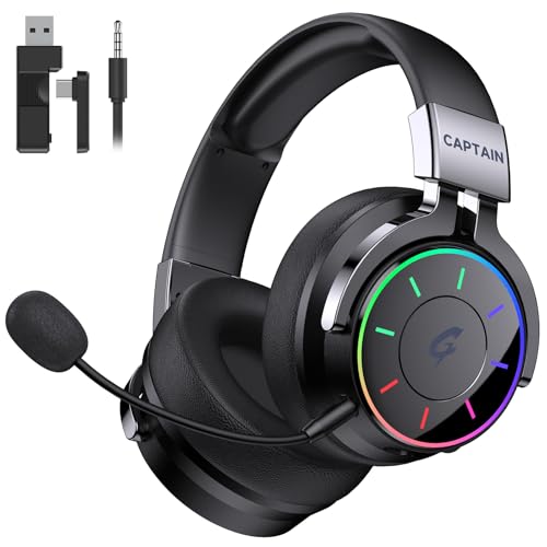 COOLV 2.4GHz Wireless Gaming Headset for PS5, PC, PS4 - RGB Light Gaming Headset, 60 HR Battery, 7.1 Surround Sound, Bluetooth 5.4 Gaming Headphones with Mic (Black) - COOLV