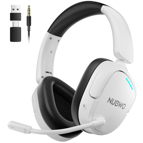 NUBWO Gaming Headset Wireless for PS5, PC, PS4 - Dual 2.4G & Bluetooth Simultaneous Headphones, EQ Sound Modes, Noise-Canceling Mic, 50-Hour Battery, Comfortable Foldable Design, 270g Lightweight - NUBWO