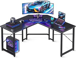 ODK L Shaped Gaming Desk, Computer Desk with Monitor Stand, PC Gaming Desk, Corner Desk Table for Home Office Sturdy Writing Workstation, 51 * 19 inch, Black - ODK