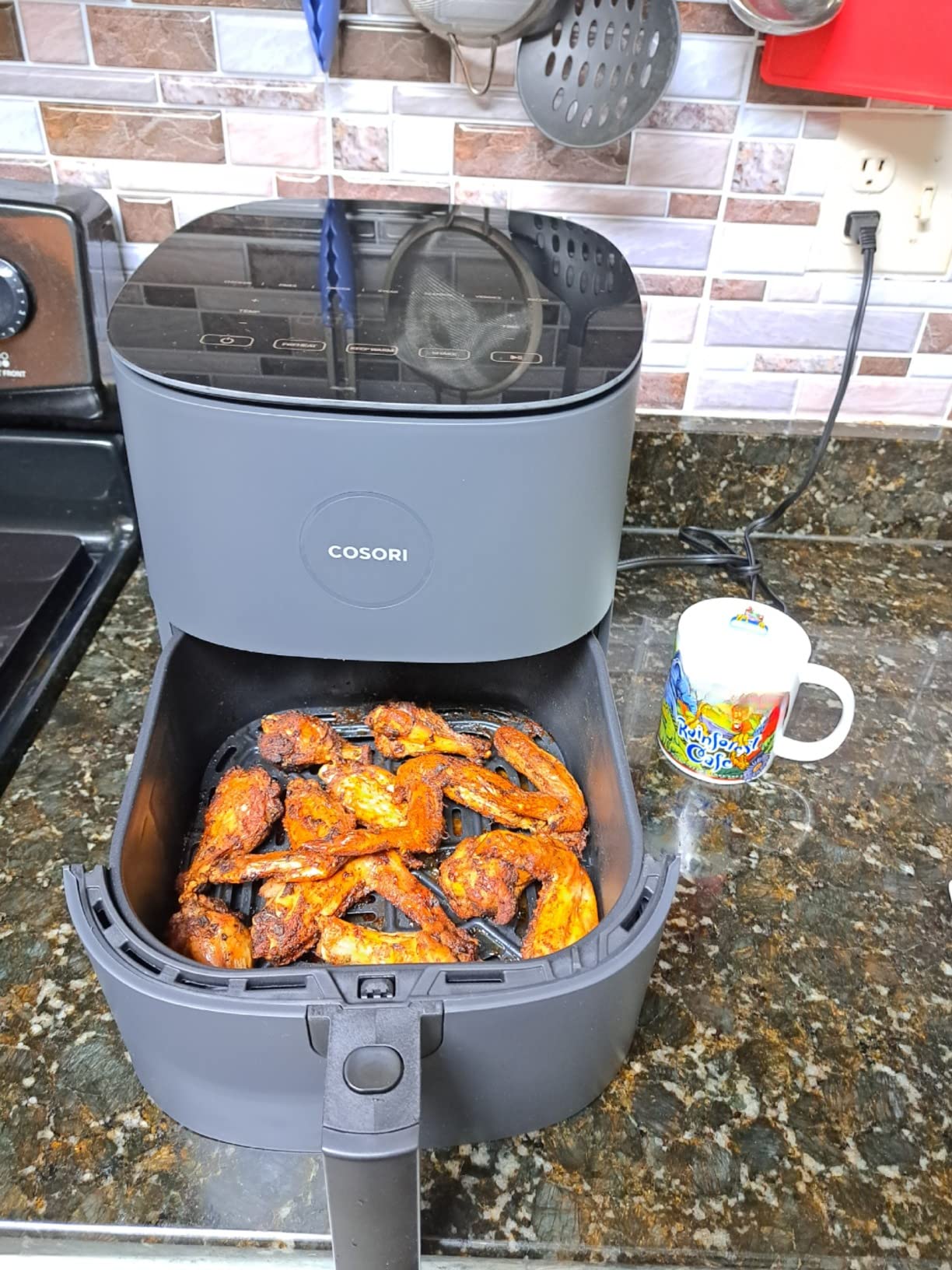 Cosori Air Fryer Pro LE 5 Qt, 9-in-1, Ceramic Coating, Shake Reminder, Grey | 7 presets with Reheat, Keep Warm, Max 450°F, 85% Less Oil, Touch control, LED glass panel, 130+ Chef-inspired Recipes, 1500W customer photo 1