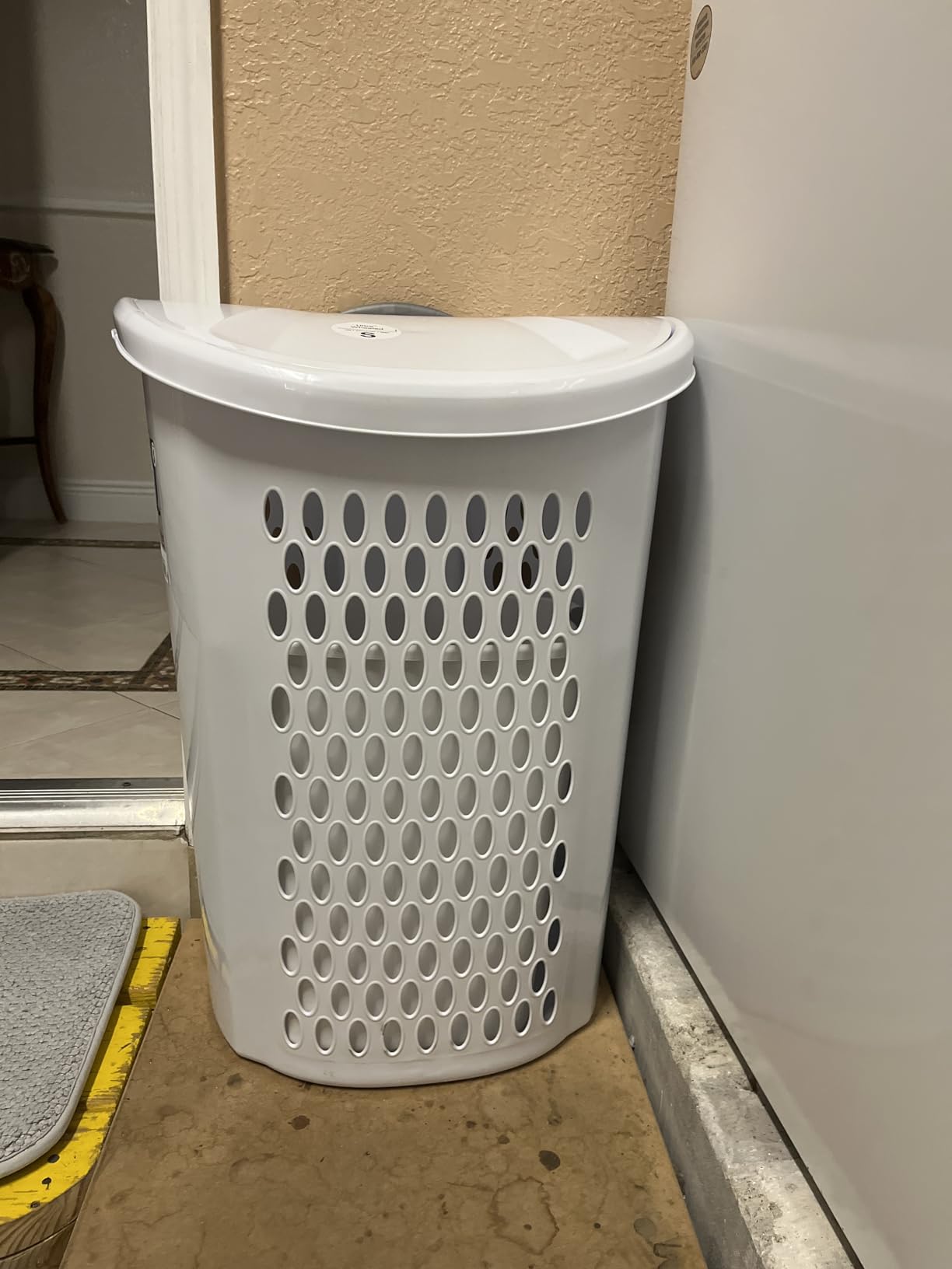 Sterilite Ultra Wheeled Laundry Hamper with Lid, Handle and Wheels for Easy Rolling of Clothes to and from the Laundry Room, Plastic, White, 1-Pack customer photo 2