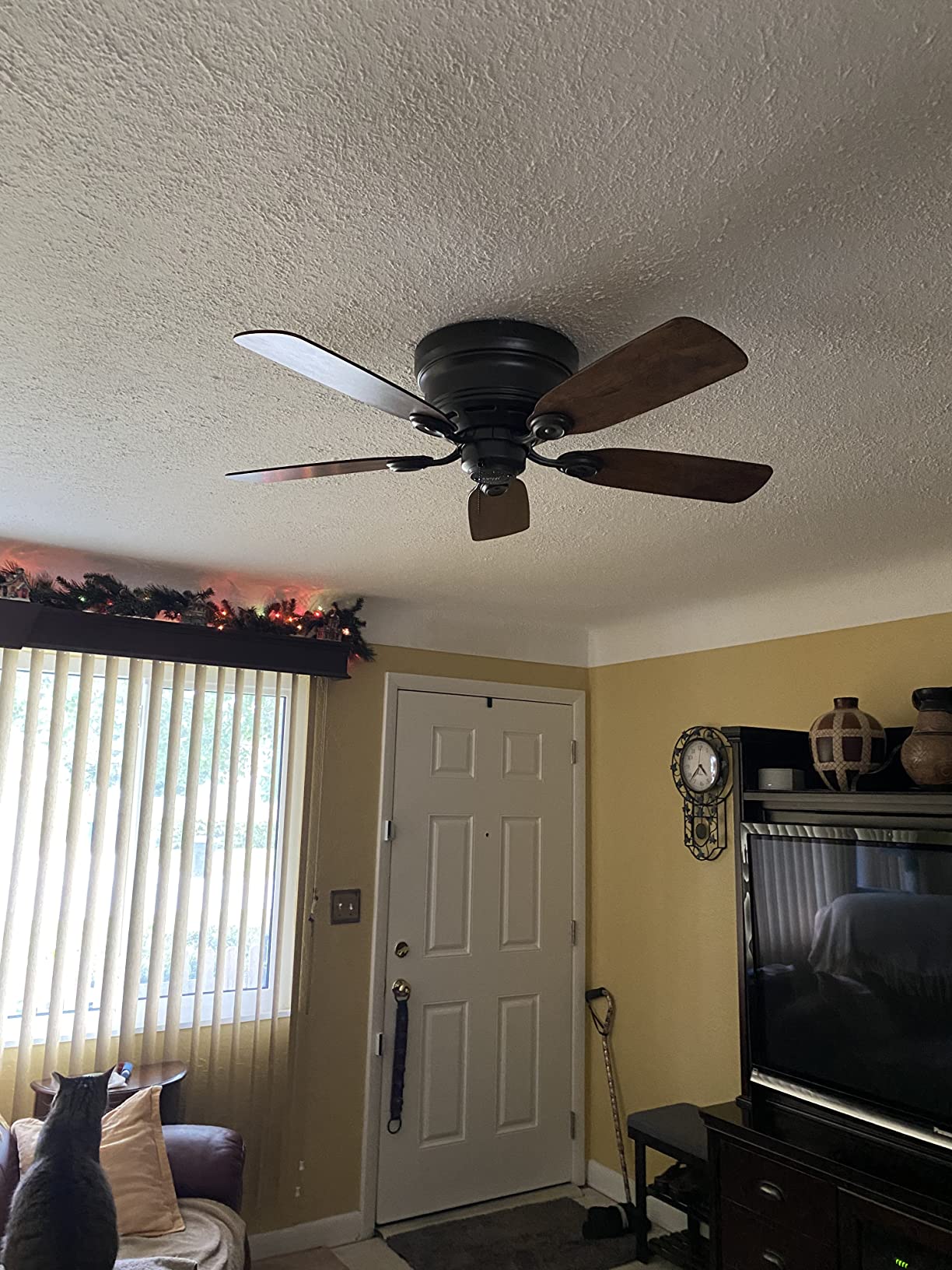 Hunter 42 inch Indoor Ceiling Fan No Light - White Ceiling Fan without Light, Low Profile Flush Mount, 5 Blades, For Bedroom, Living Room, or Kitchen, Pull Chain - Low Profile IV 51059, Snow White customer photo 2