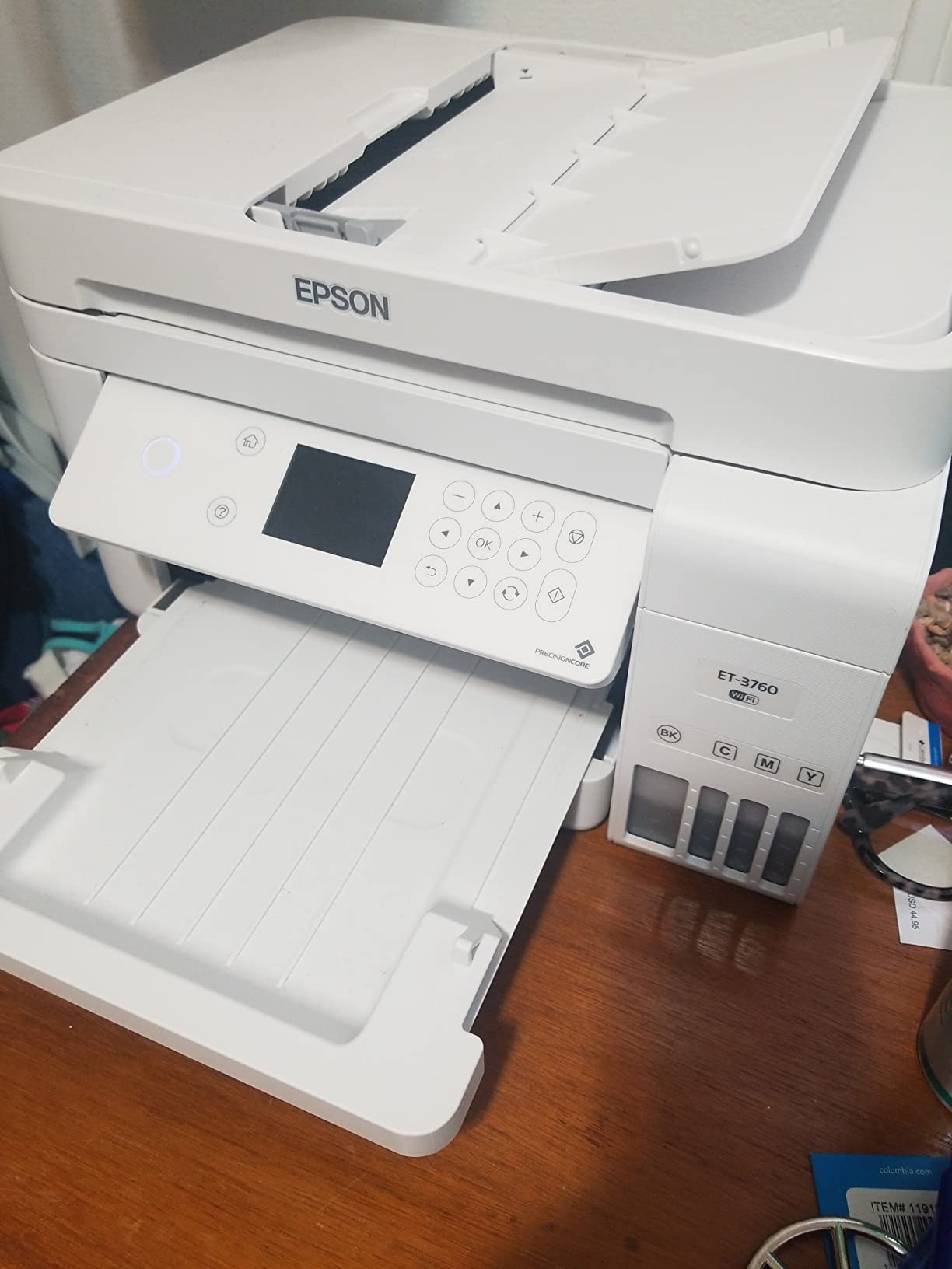Epson EcoTank ET-3760 Wireless Color All-in-One Cartridge-Free Supertank Printer with Scanner, Copier and Ethernet, Regular customer photo 1