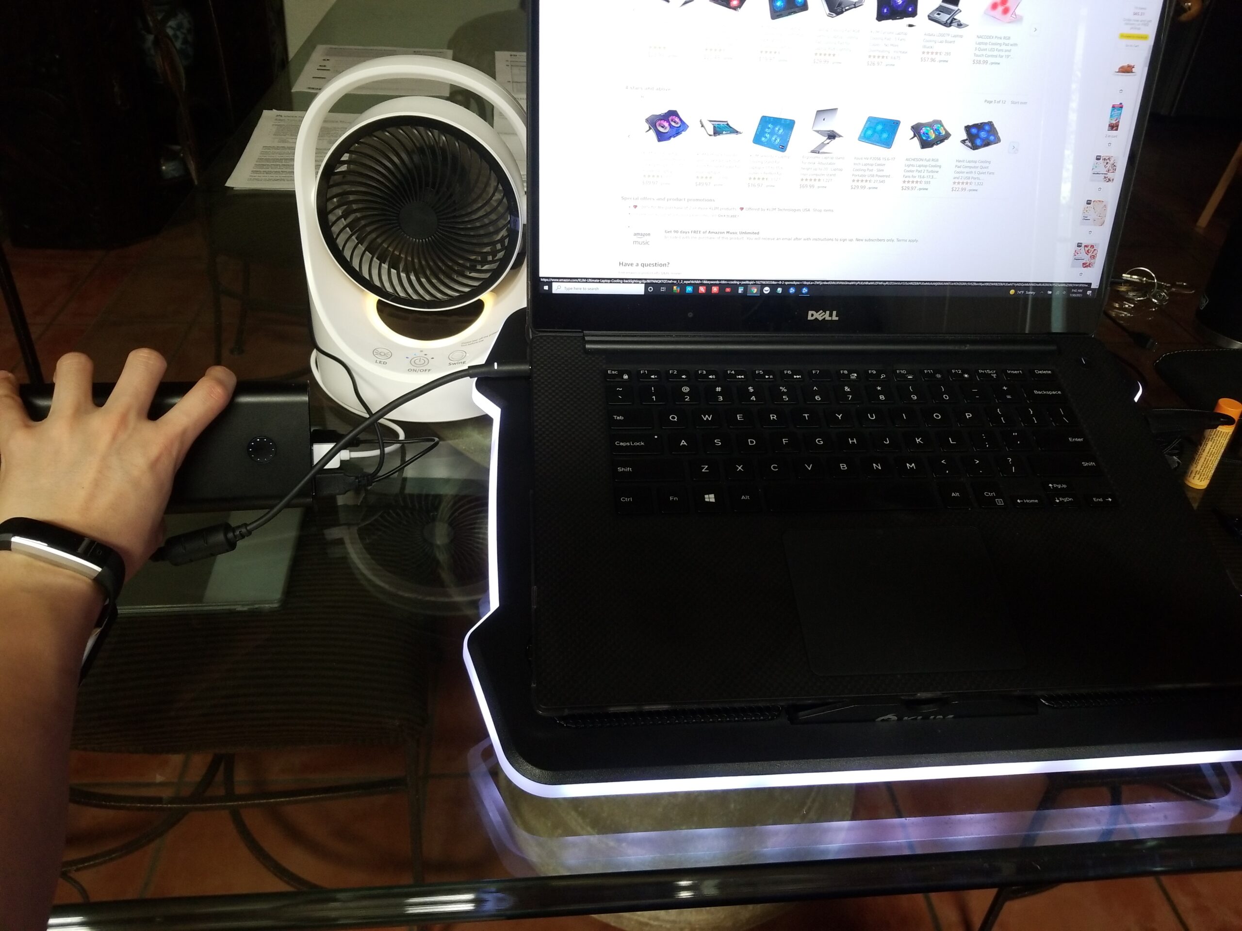 KLIM Ultimate - RGB Laptop Cooling Pad with LED Rim - Gaming Laptop Cooler - USB Powered Fan - Very Stable and Silent Laptop Stand - Compatible up to 17