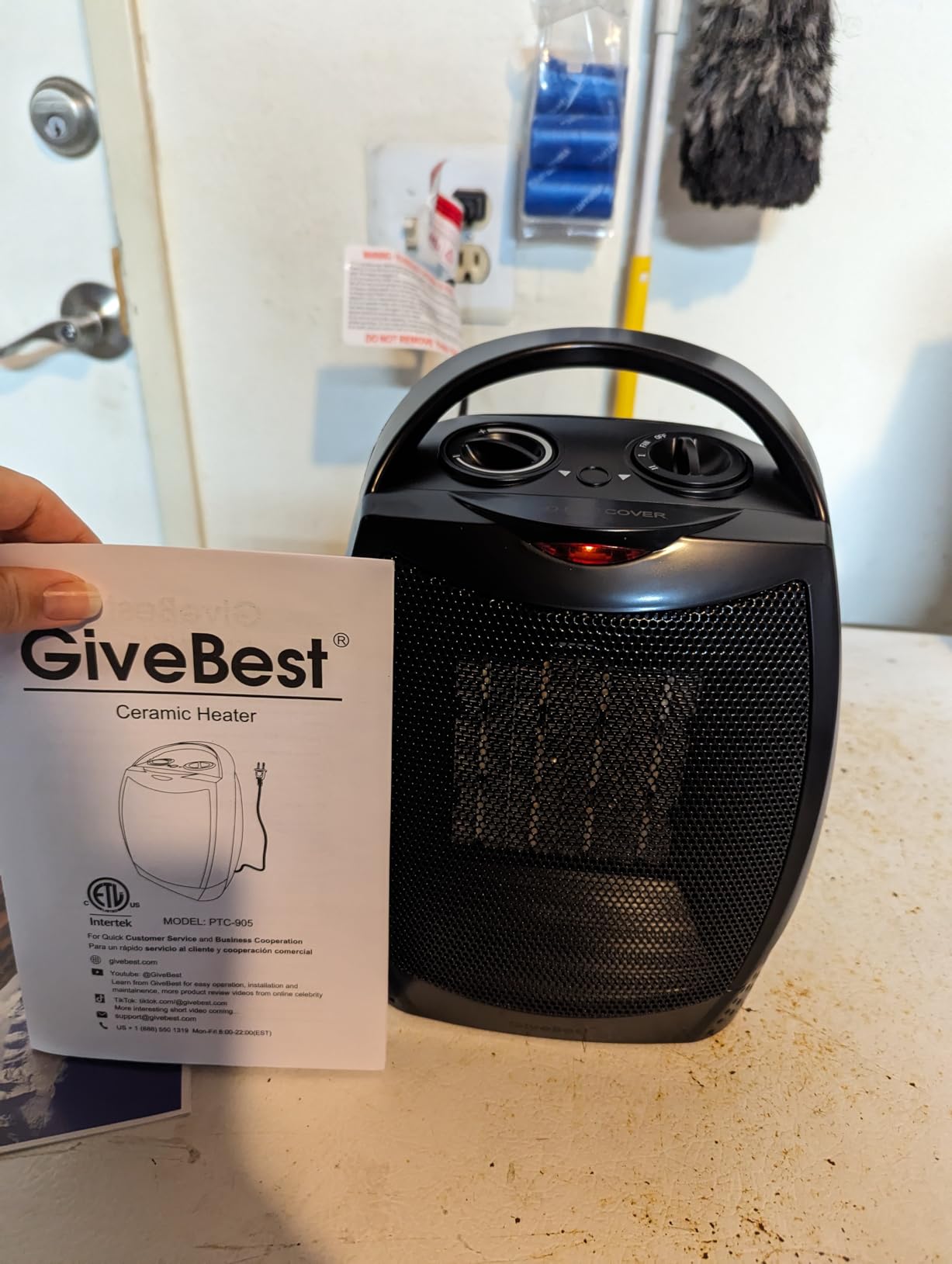 GiveBest Portable Electric Space Heater, 1500W/750W Ceramic Heater with Thermostat, Heat Up 200 Square Feet in Minutes, Safe and Quiet for Office Room Desk Indoor Use customer photo 2