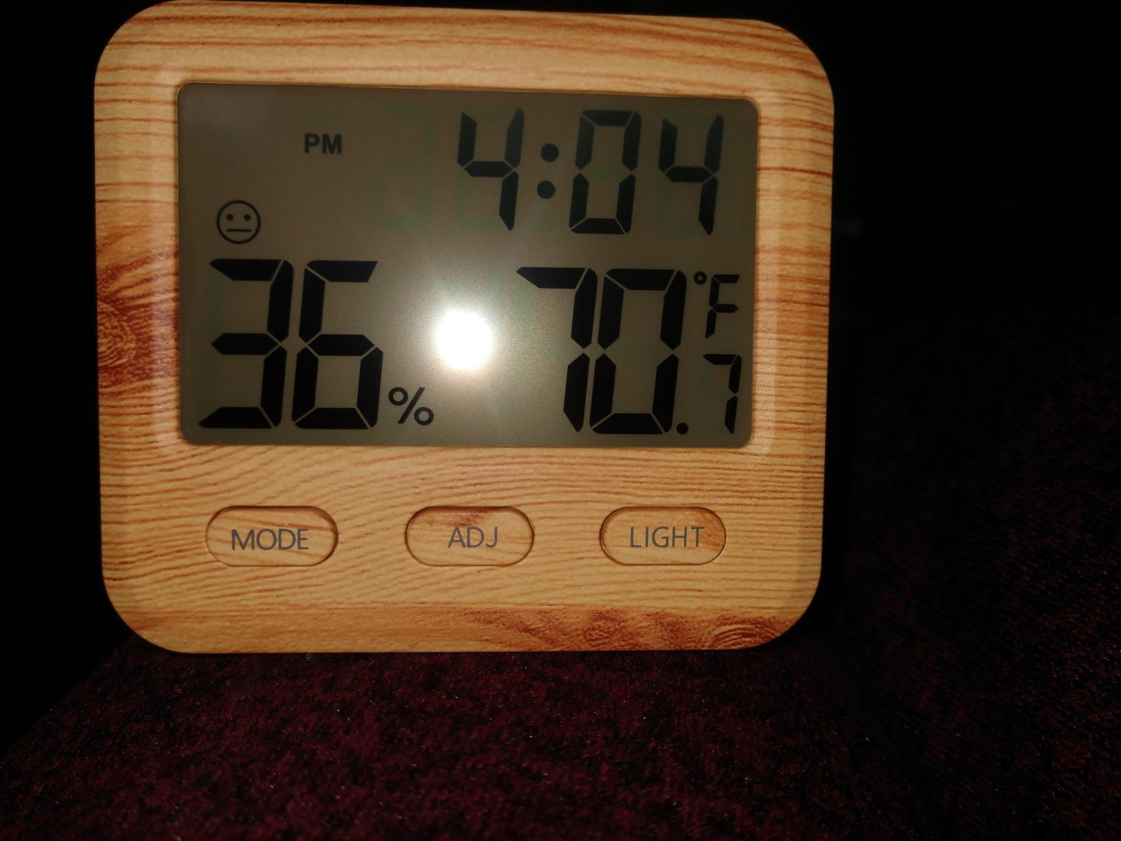 Digital Hygrometer Indoor Thermometer, Temperature Humidity Gauge with Desk Clocks for Bedroom and Office, Backlit Accurate Monitor Clear Reading, Time Display for Home Greenhouse Thermometer customer photo 1