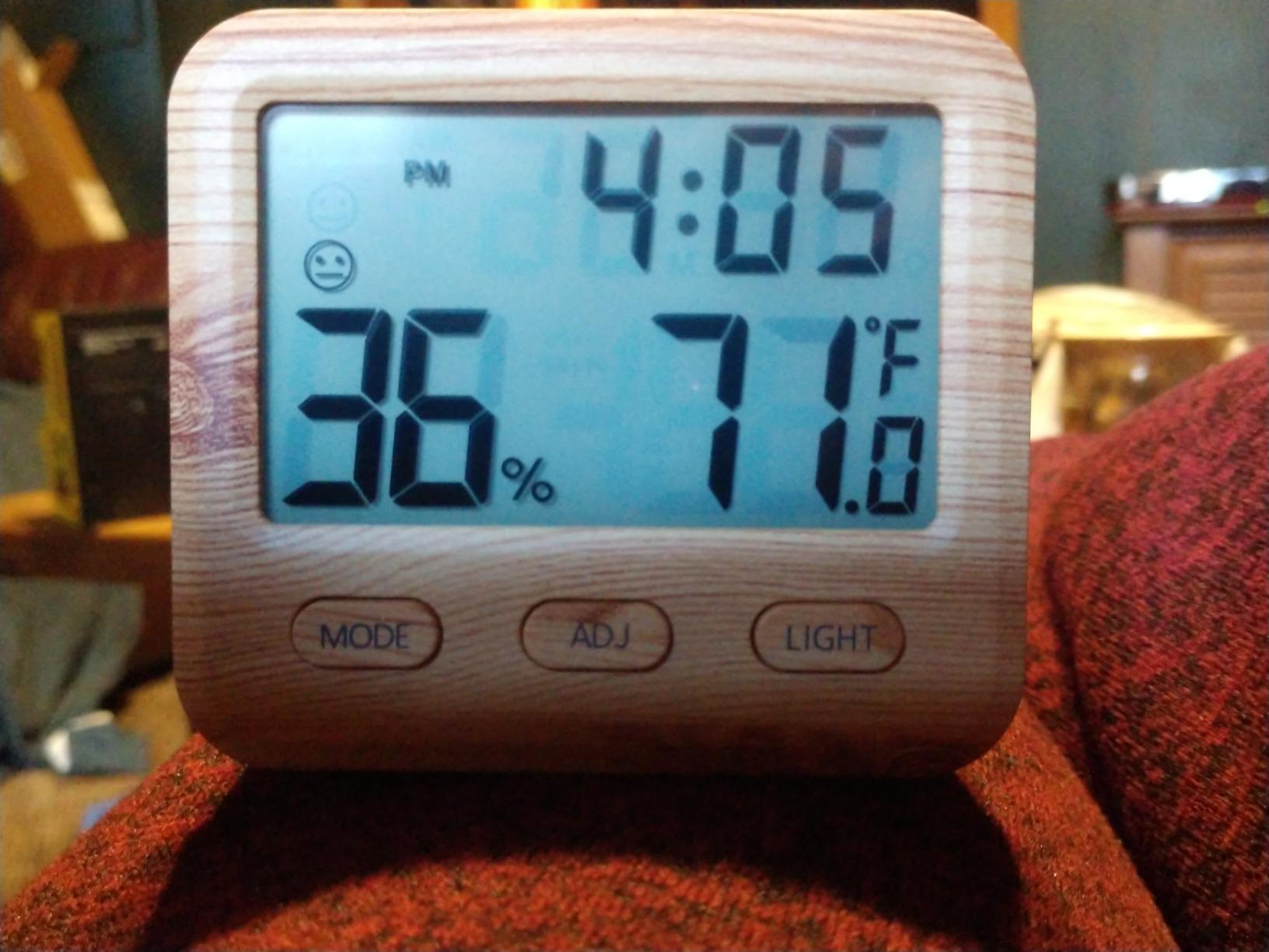 Digital Hygrometer Indoor Thermometer, Temperature Humidity Gauge with Desk Clocks for Bedroom and Office, Backlit Accurate Monitor Clear Reading, Time Display for Home Greenhouse Thermometer customer photo 2