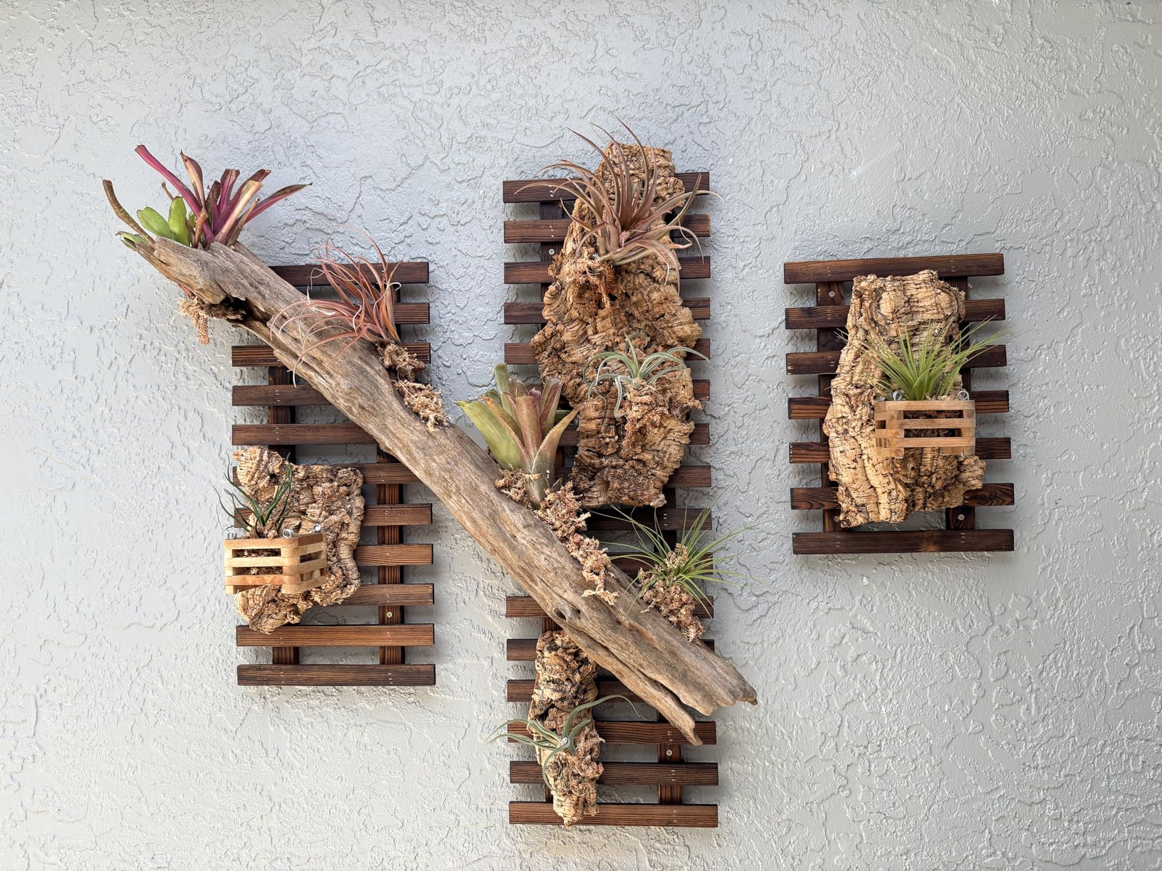 ShopLaLa Wall Planter - 2 Pack, Wooden Hanging Large Planters for Indoor Outdoor Plants, Live Vertical Garden, Plant Wall Mount Flower Pot Holder Hanger Stand Green Herb Wall Decor 47.2