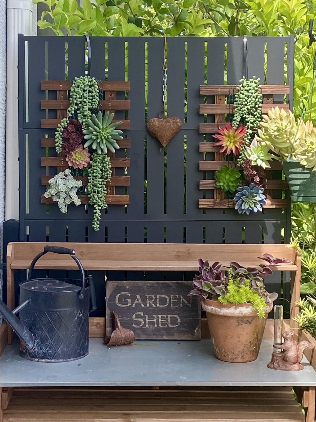 ShopLaLa Wall Planter - 2 Pack, Wooden Hanging Large Planters for Indoor Outdoor Plants, Live Vertical Garden, Plant Wall Mount Flower Pot Holder Hanger Stand Green Herb Wall Decor 47.2