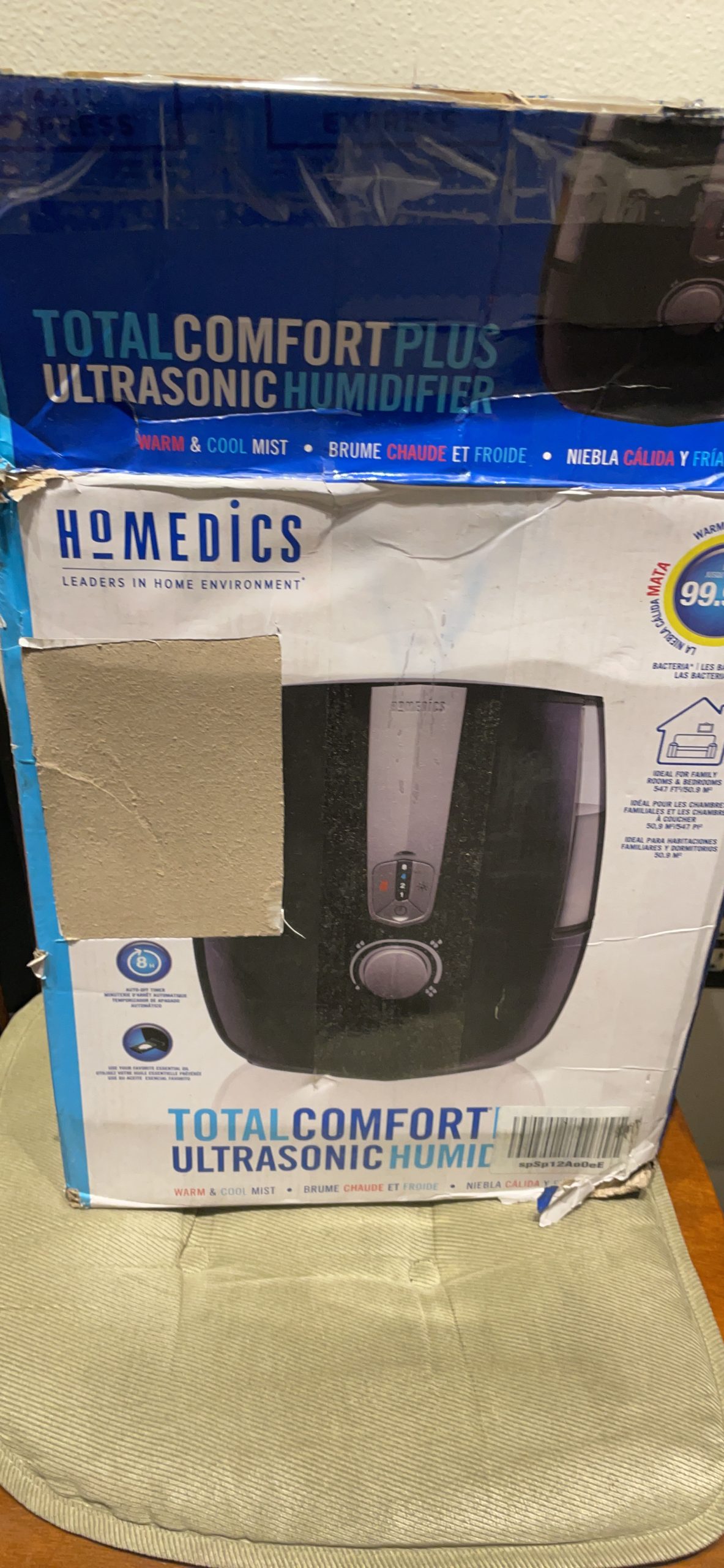 TotalComfort Plus Humidifier - Large Air Humidifiers for Bedroom, Plants - Top-Fill 5.3L Water Tank with Cool and Warm Mist, Essential Oil Pads, Colored Night-Light, Black customer photo 2
