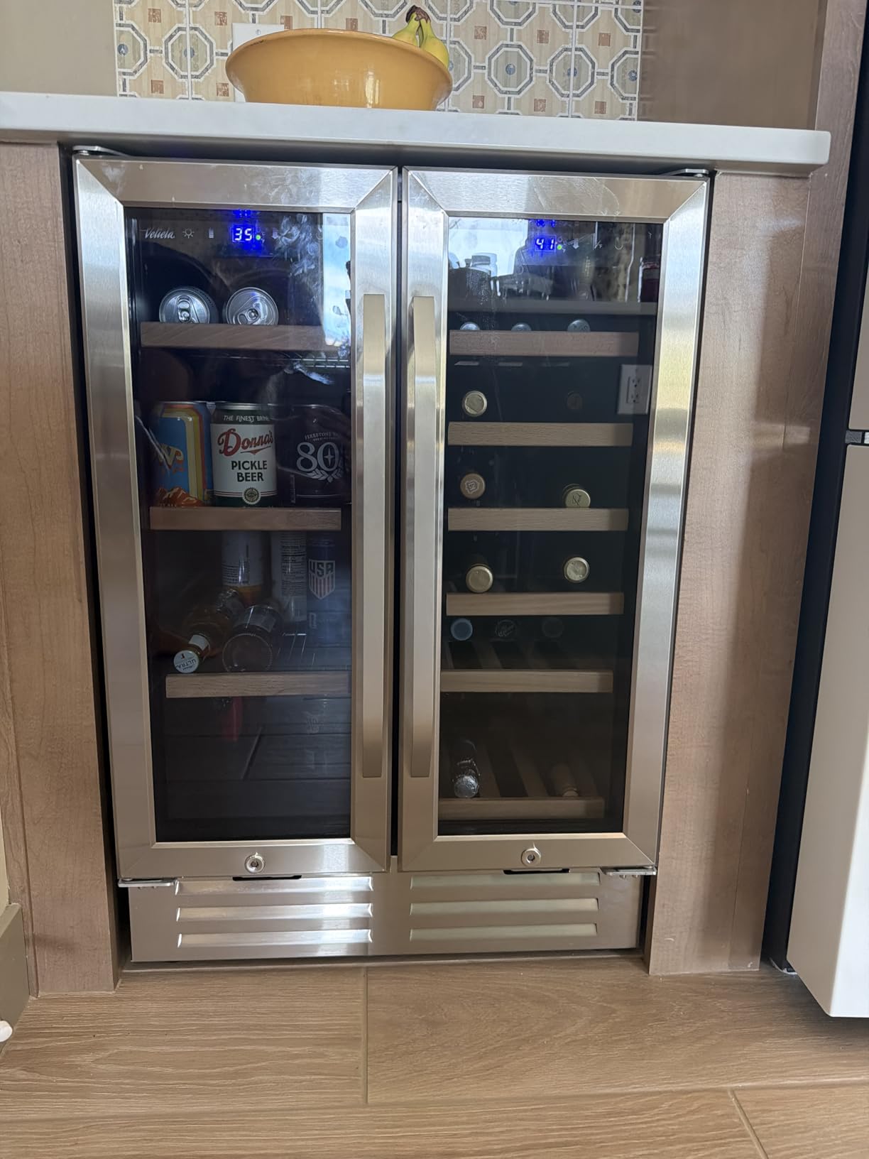 24 Inch Outdoor Beverage Refrigerator Cooler, Stainless Steel Wide Refrigerator for 210 Cans, Fit Perfectly for 24