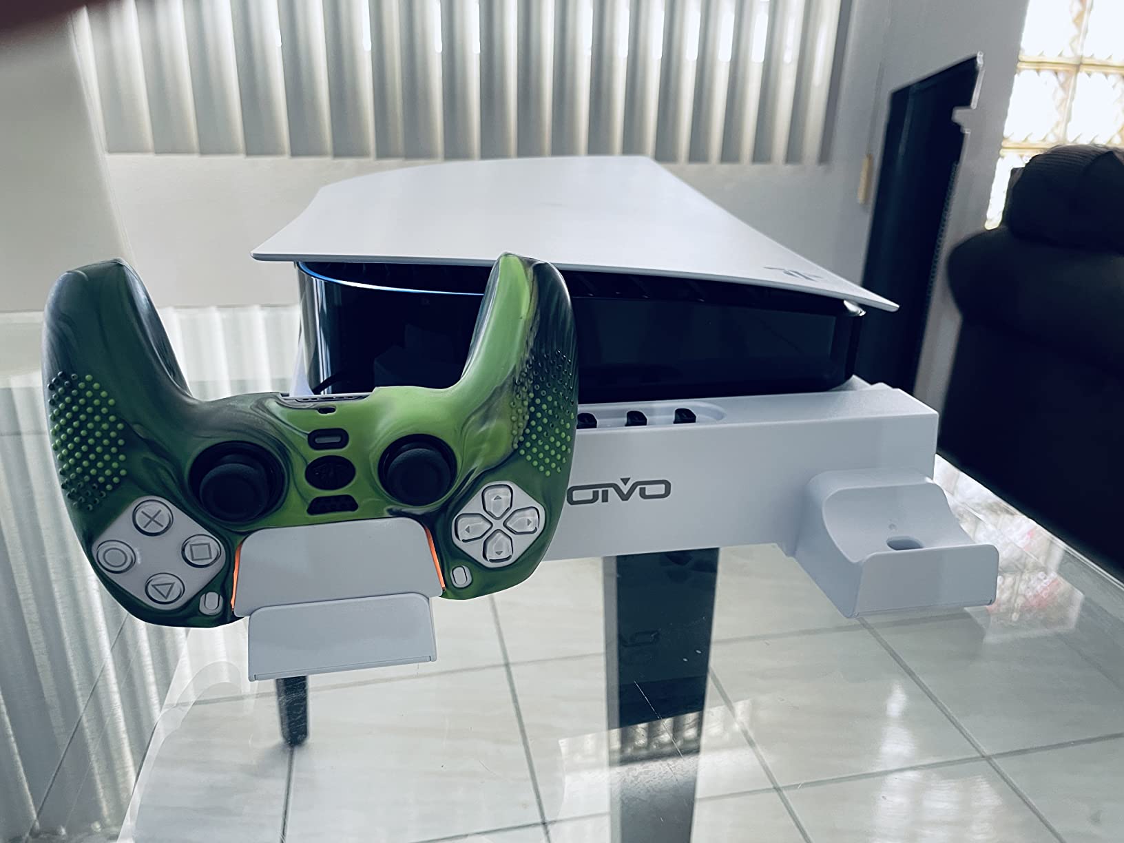 OIVO PS5 Horizontal Stand and Cooling Station with 3-Level Cooling Fan, Dual PS5 Controller Charger for PlayStation 5 Controller, Horizontal PS 5 Cooling Stand (Not for PS 5 Slim/Pro) customer photo 1