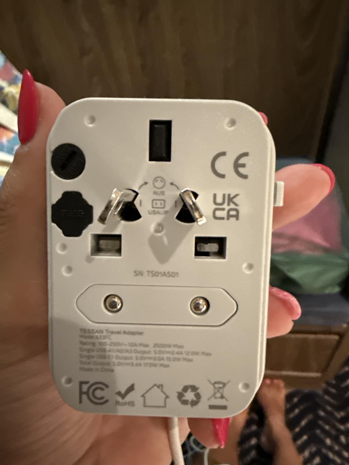 TESSAN Universal Travel Adapter, International Power Adapter with 2 USB C 2 USB A Ports, Travel Plug Adaptor Worldwide for US to Europe UK Italy Ireland Australia France Germany(Type C G A I) customer photo 2