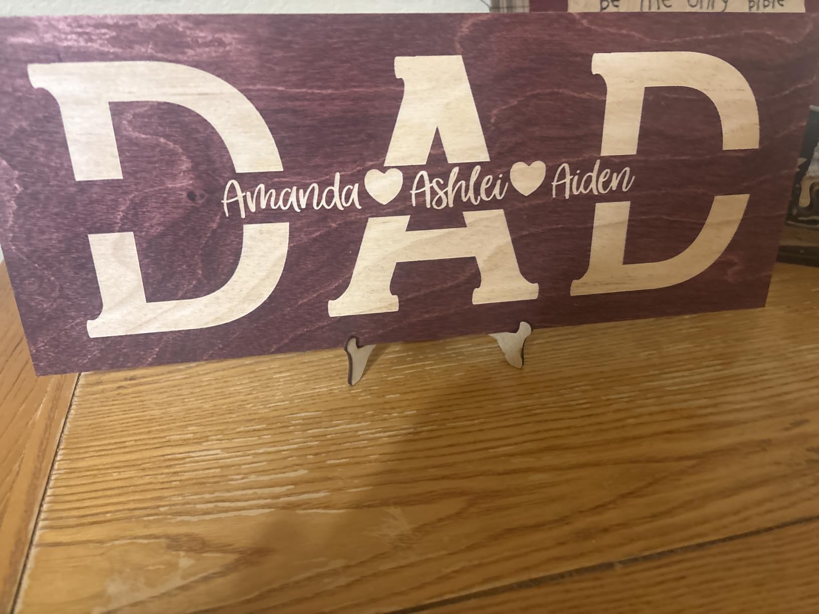 Fathers Day 2026 Gift, Dad Sign with Kids Names - 2 Sizes - 4 Wood Colors - 5 Fonts - 7 Icons - Personalized Gift for Dad from Daughter, Son customer photo 1