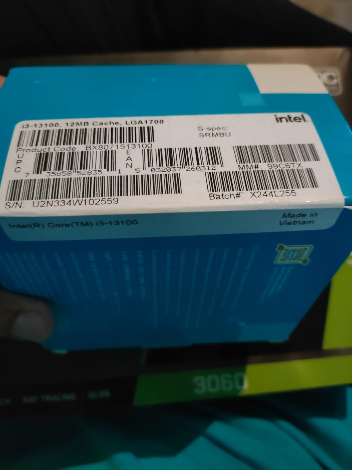 Intel Core i3-13100 Desktop Processor 4 cores (4 P-cores + 0 E-cores) 12MB Cache, up to 4.5 GHz customer photo 2