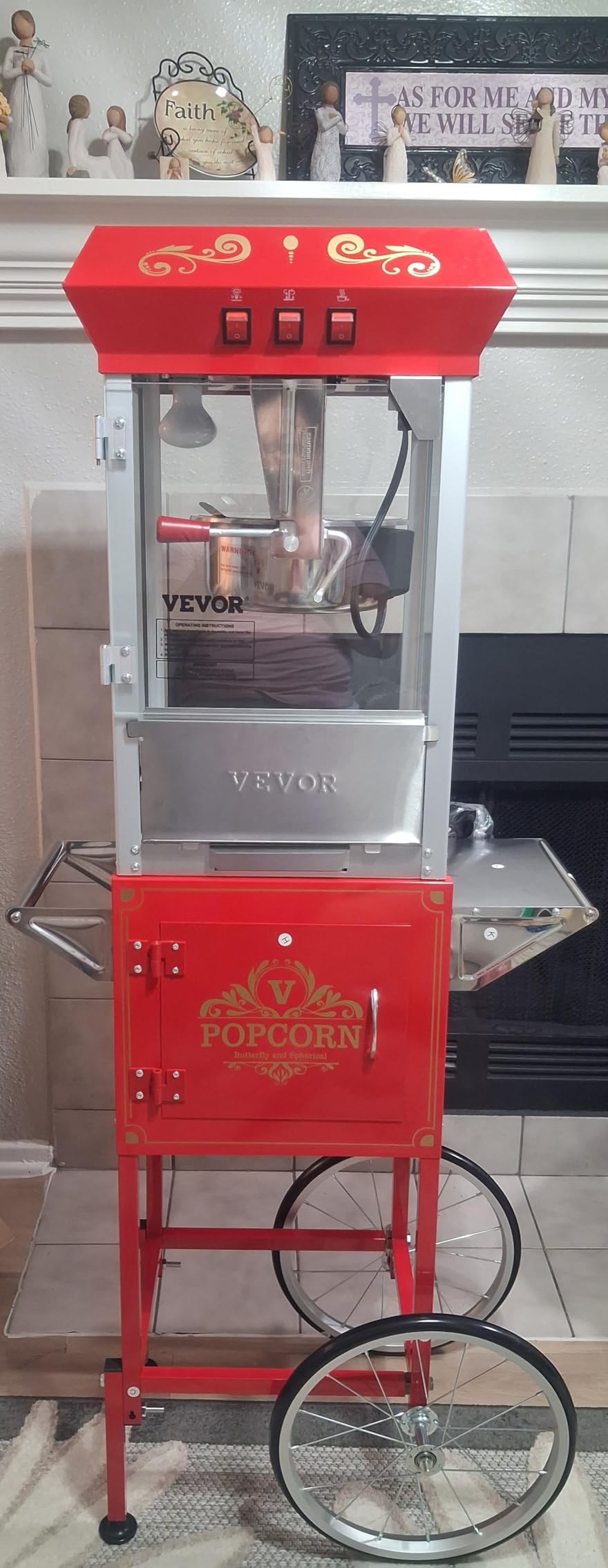 VEVOR Commercial Popcorn Machine, 8 Oz Kettle, 850W Countertop Popcorn Maker for 48 Cups per Batch, Theater Style Popper with 3-Switch Control, Steel Frame, Tempered Glass Doors, Red customer photo 1