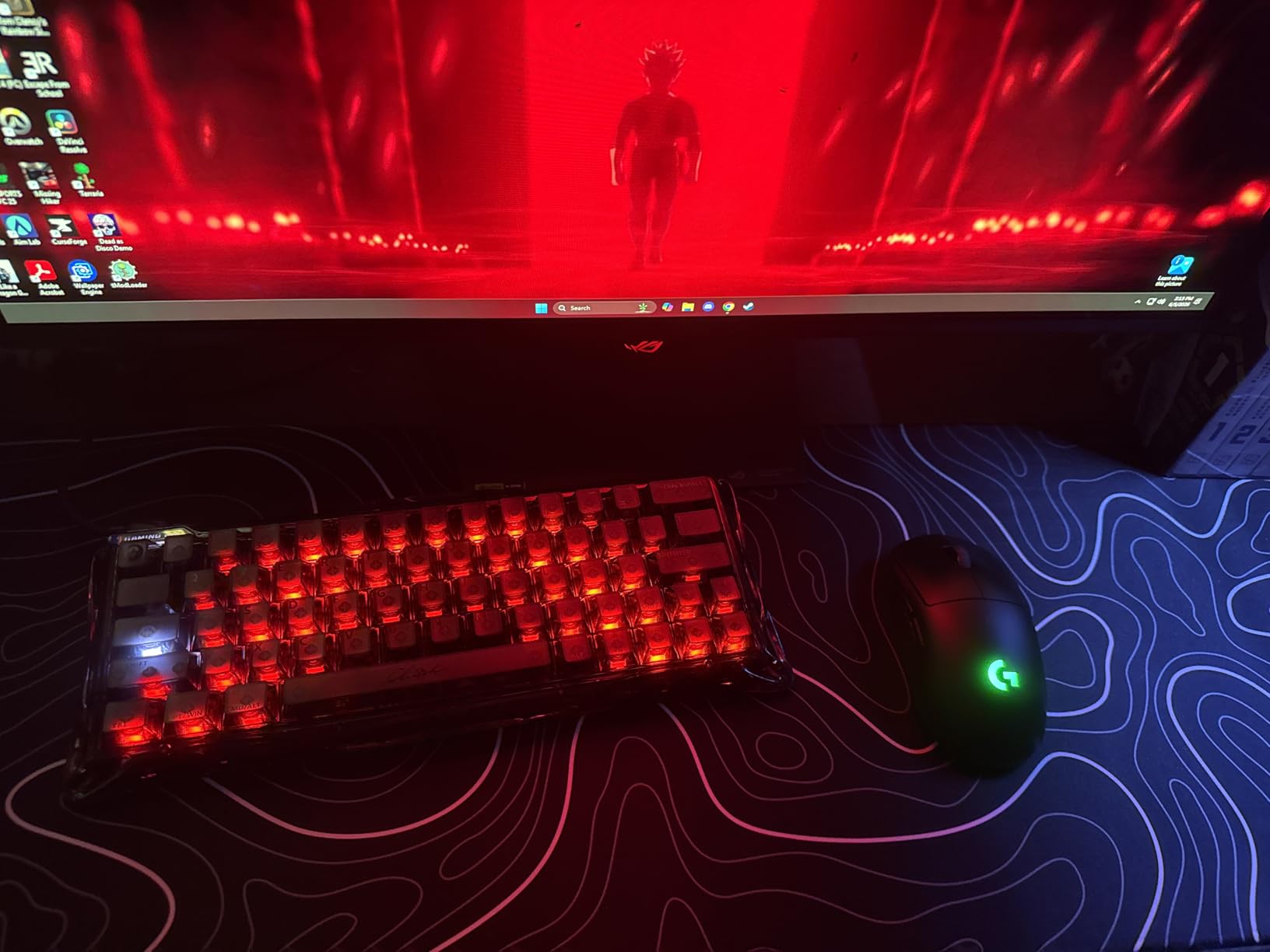 DIGSOM Mouse Pad Gaming Mousepad 31.5 x 11.8in Large Mouse Pad for Keyboard and Mouse with Anti-Slip Rubber Base, Keyboard Pad XL Mouse Mat for Home and Office (Black with White Topographic Line) customer photo 2