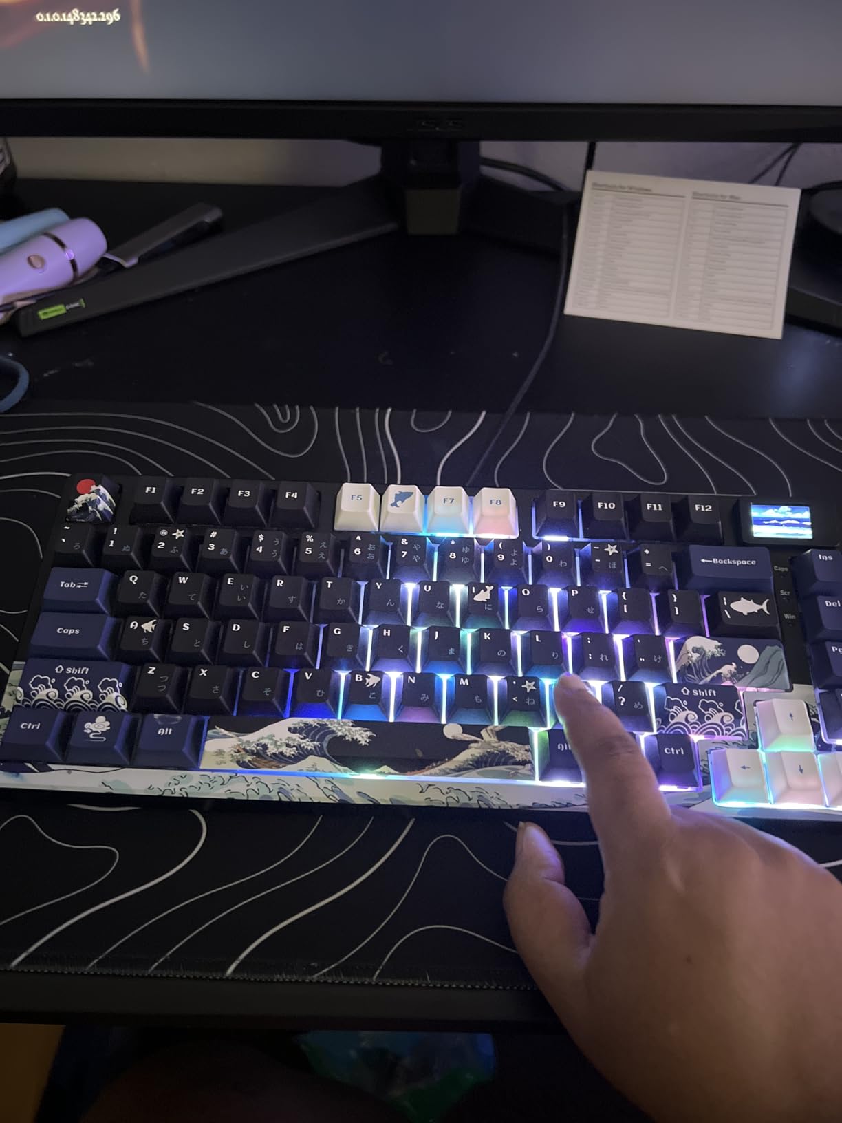 Womier SK80 75% Keyboard with Color Multimedia Display Mechanical Gaming Keyboard Creamy Sound, Wired Hot Swappable Gasket Mount RGB Custom Key Board, Pre-lubed Stabilizer for Mac/Win, Black Kanagawa customer photo 2
