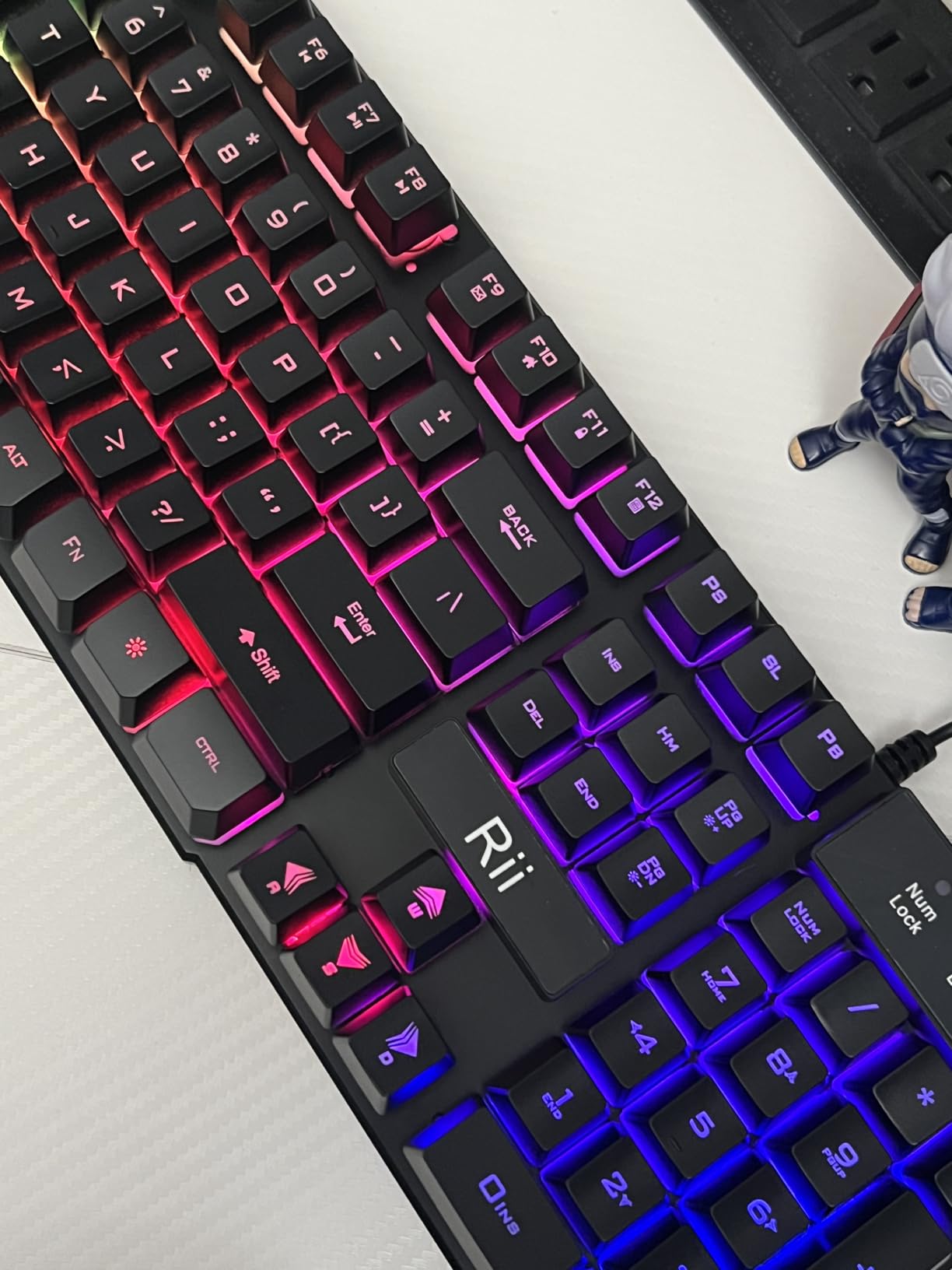 Rii RK100+ Multiple Color Rainbow LED Backlit Large Size USB Wired Mechanical Feeling Multimedia PC Gaming Keyboard,Office Keyboard for Working or Primer Gaming,Office Device customer photo 1