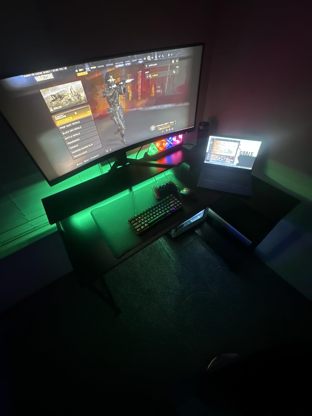 ODK 48 Inch Gaming Desk with USB Charging Ports and LED Lights, Reversible L Shaped Computer Desk with Storage Shelves & Monitor Stand, Corner Gamer Desk Table with Power Outlets, Black customer photo 1