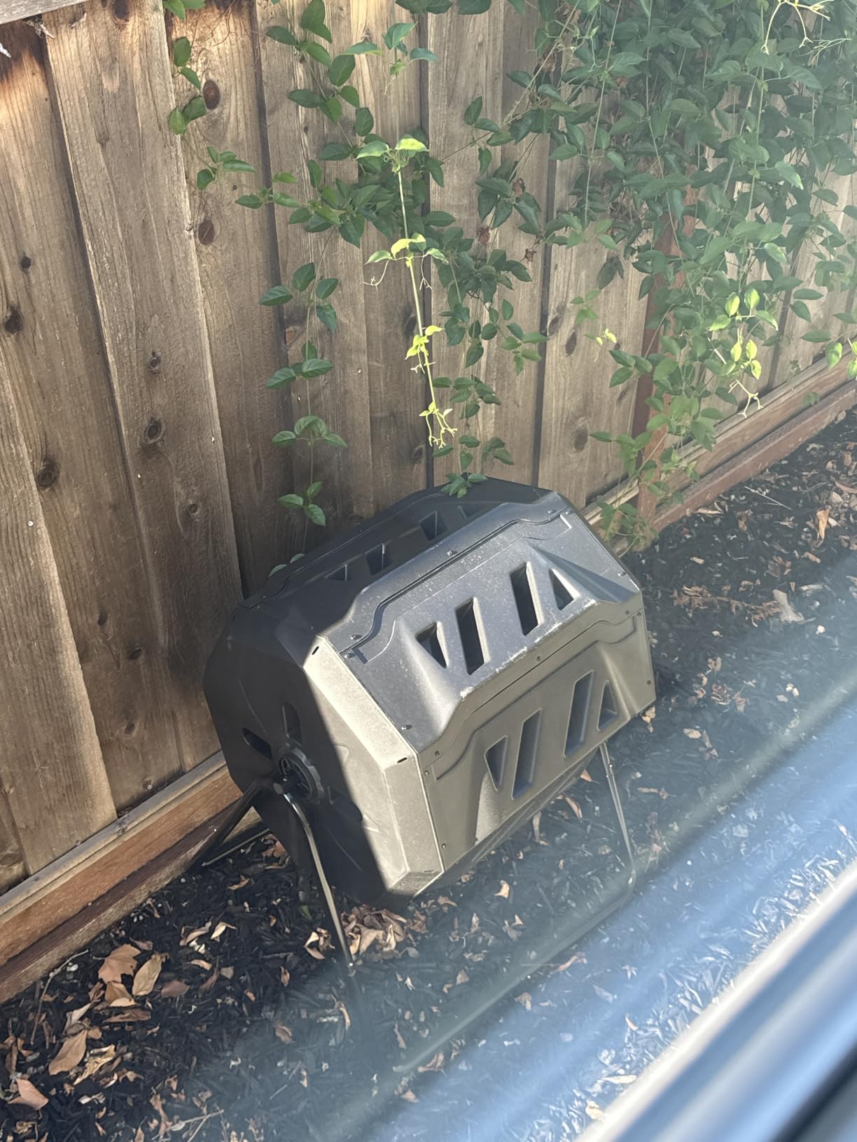 Hourleey Compost Bin Outdoor, 43 Gallon Dual Chamber Tumbling Composting Bin with Sliding Doors customer photo 2
