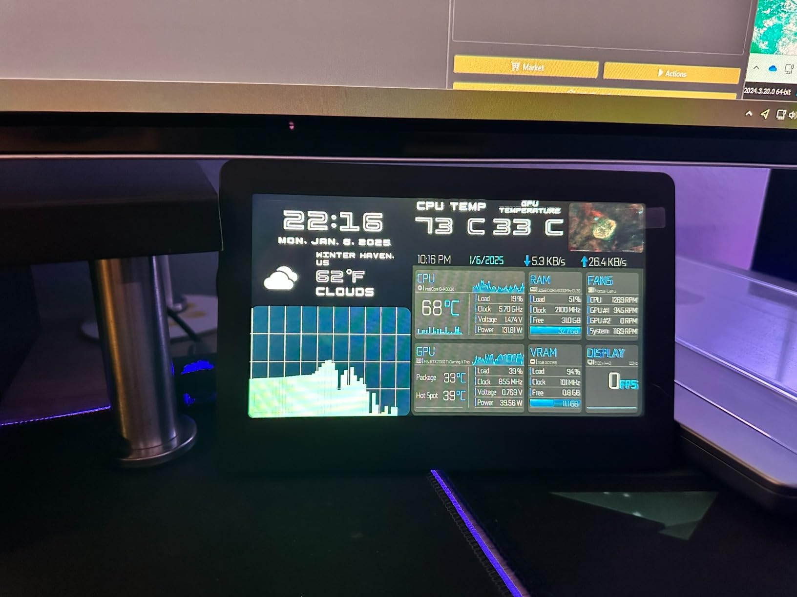 G.SKILL WigiDash PC Command Panel - 7 inch Touch Display, Up to 20 (5x4) Widget Grid, Customizable Hotkeys/Shortcuts/Widgets, Monitor System Performance (Windows 10 and 11, USB Powered) customer photo 2