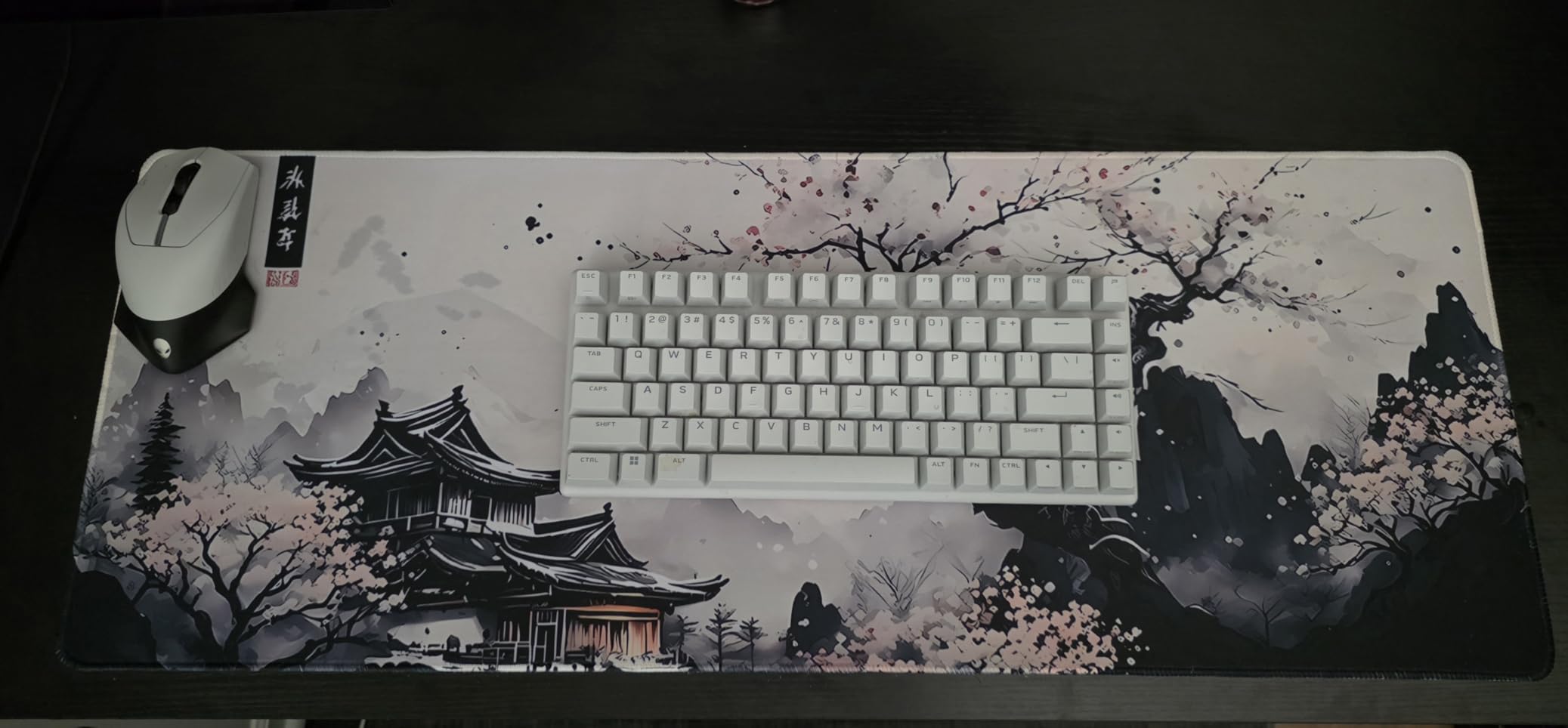 Japanese Mouse Pad, Large Japanese Desk Mat, XL Anime Gaming Keyboard Mat, Non-Slip Rubber Base, Big Extended Desk Protector for Home Office, 31.5
