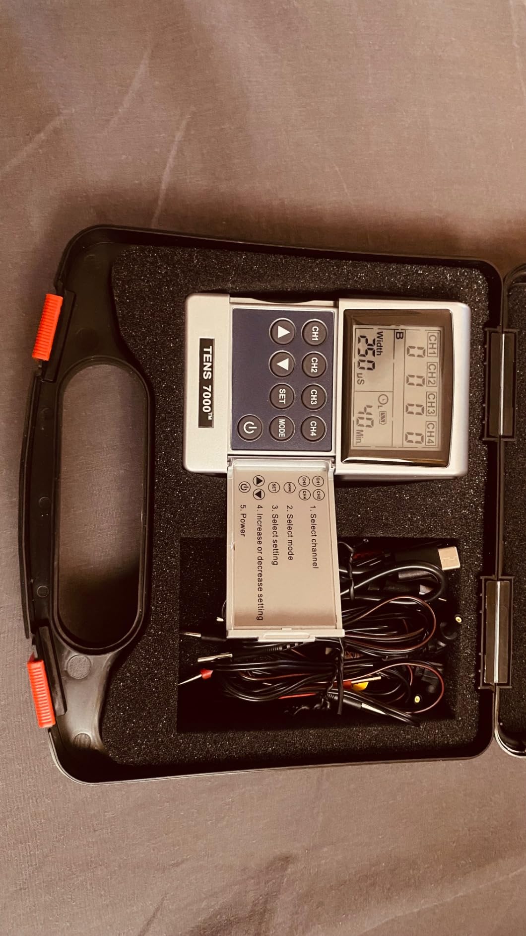 TENS 7000 Pro Rechargeable TENS Unit Muscle Stimulator, 4 Channels, Back Pain Relief, 8 Electrodes/Unit Pads, EMS and TENS Machine, Muscle Recovery & Growth, Stim Machine, Electrotherapy customer photo 2