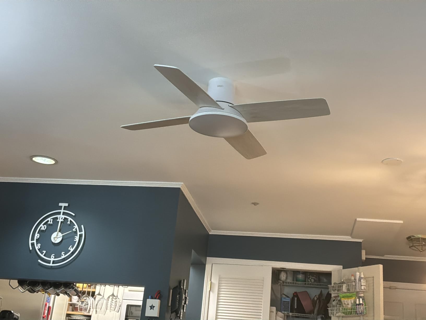 DREO Ceiling Fans with Lights, 12 Speeds & 3 Fan Modes, Quiet DC Motor, Low Profile Easy to Install, Flush Mount Smart Ceiling Fan with Dimmable LED, 12H Timer for Bedroom, Remote, White, 44'' customer photo 2