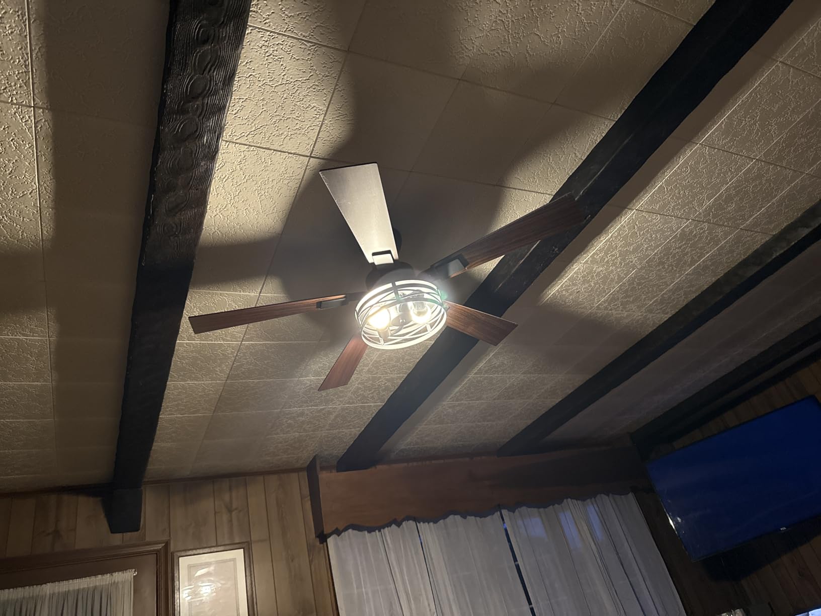 Fanbulous Farmhouse Ceiling Fans with Light, 48 Inch Bedroom Ceiling Fan with Lights, 6-Speed Adjustable, Quiet and Reversible DC Motor, Dual Finish 5 Blades, Rustic Caged Ceiling Fan for Living Room customer photo 2