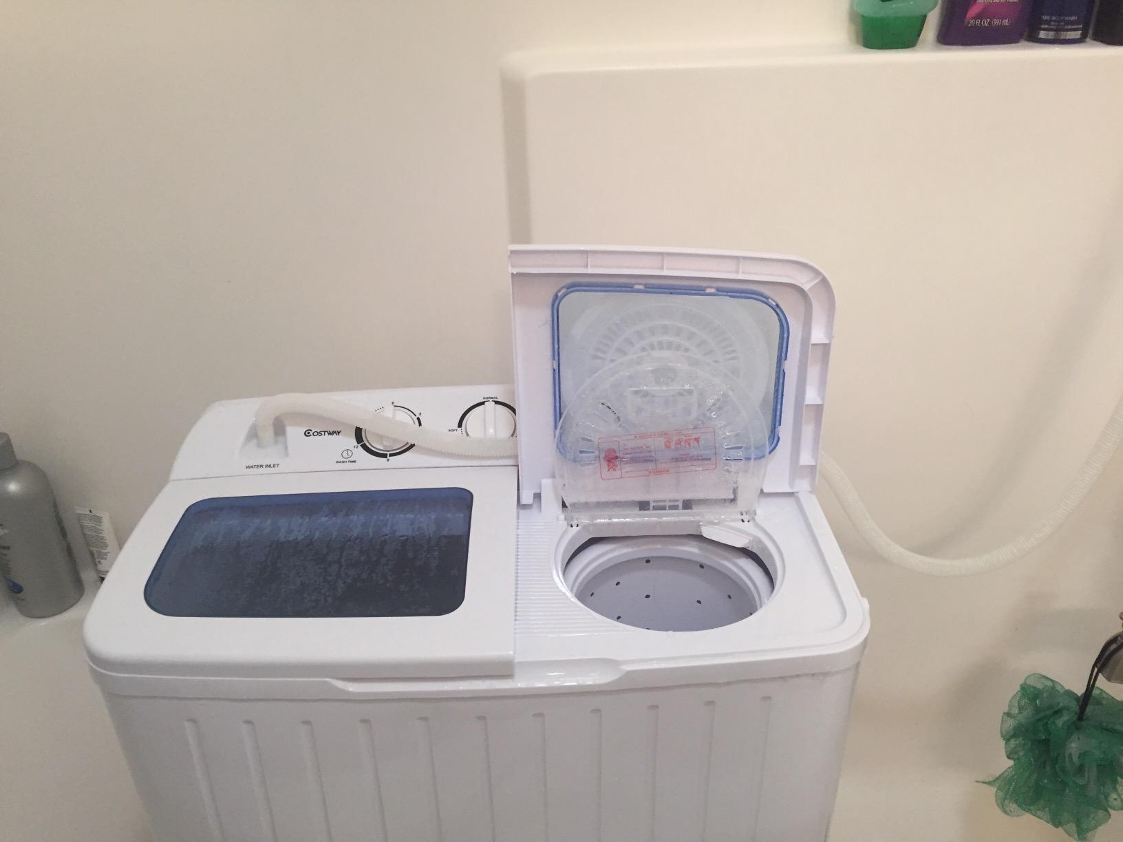 Giantex Portable Washing Machine, 20lbs Washer and Spinner Combo, Twin Tub 12lbs Wash & 8lbs Spin, Mini Compact Laundry Clothes Lavadora Portatil for Apartment Dorm RVs (White & Grey) customer photo 1
