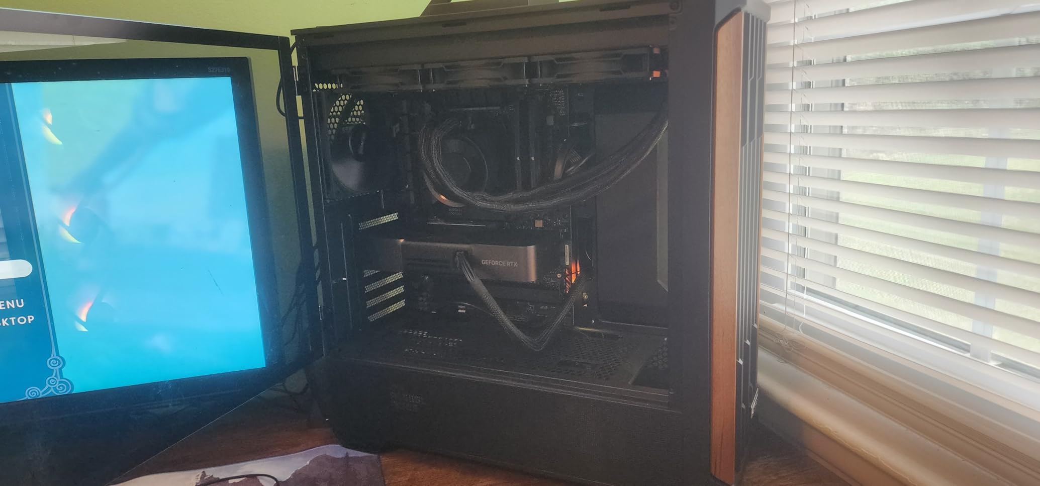 Okinos Genuine Walnut Wood PC Case, Support 360mm Radiator on Top, Pre-Installed 4 x 120mm PWM Fans ATX Case, Type-C Port, Magnetic Tempered Glass Side Panel, Black Computer Case, Cypress 7 customer photo 1