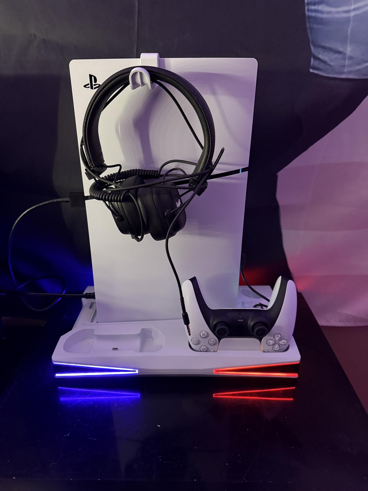 Kawaye PS5 Stand PS5 Cooling Station for PlayStation 5/Pro/Slim Console, PS5 Accessories Vertical Stand with 2.36in Cooling Fan, RGB Light, Dual Controller Charger, Headset Holder, 3 Charger Port customer photo 2