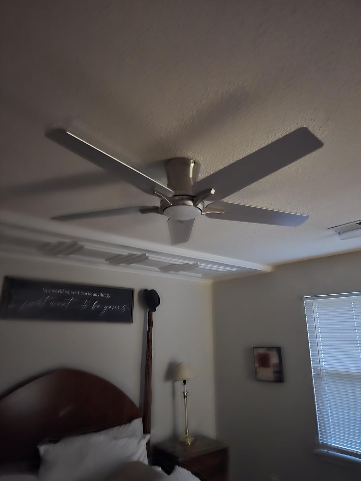 POCHFAN 52 Inch Ceiling Fans with Lights and Remote, Brushed Nickel Flush Mount Low Profile Ceiling Fan for Bedroom, Living Room, Patio, Dimmable 6 Speeds Noiseless, ETL Listed customer photo 2