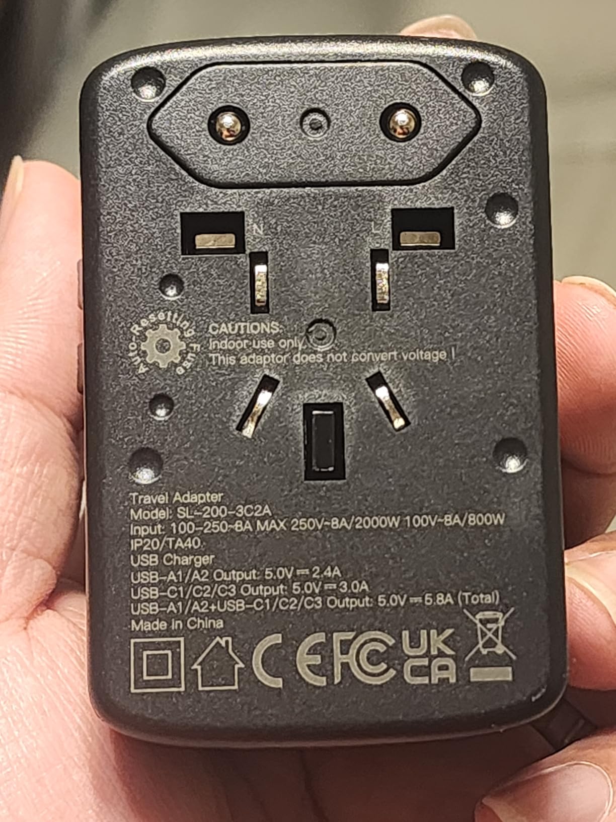 Acer Universal Travel Plug Adapter - International Power Adapter with 5 USB Ports (3 USB C) 5.8A, Worldwide Outlet Charger for USA to European UK France Germany Spain, Type C/E/F/G/I/L/A, Black customer photo 1