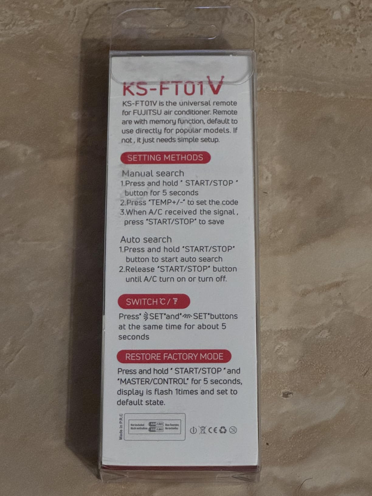 Universal Replacement Remote Control for Fujitsu AC Air Conditioner (Fahrenheit and Backlight) customer photo 2