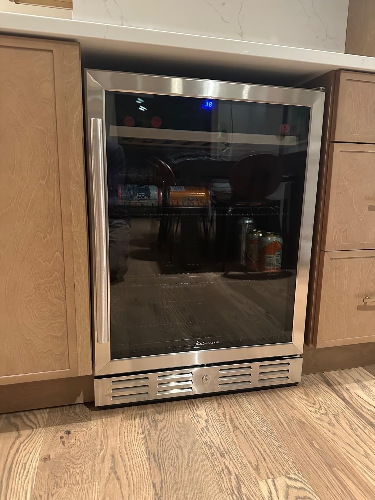 24 Inch Under Counter Beverage Fridge - Max 164Cans Capacity Drink Cooler, Wide 24' Perfectly for Built in Space, Adjustable Shelves for Any Size Beverage/Beer/Soda Transparent Door Refrigerator customer photo 2