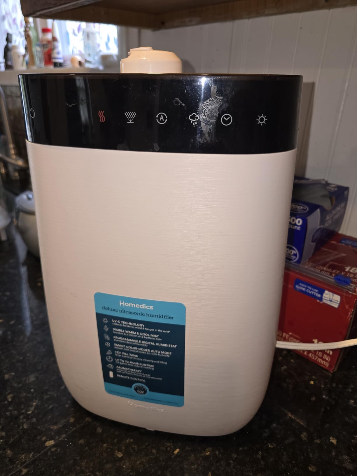 Deluxe Ultrasonic Humidifier for Large Rooms, Warm or Cool Mist, UV-C Technology, 1.5-Gallon Top Fill Tank, Smart Digital Programmable Humidistat, Home Dry Air Relief, Aromatherapy customer photo 2