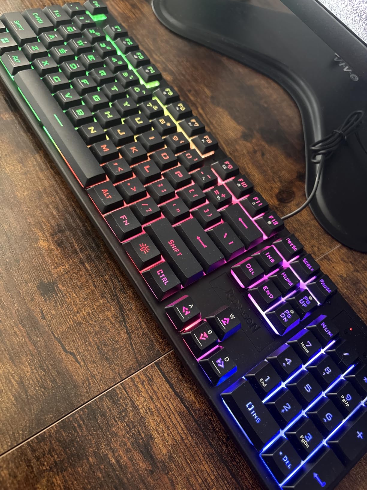 Redragon K521 Upgrade Rainbow LED Gaming Keyboard, 104 Keys Wired Mechanical Feeling Keyboard with Multimedia Keys, One-Touch Backlit, Anti-Ghosting, Compatible with PC, Mac, PS4/5, Xbox customer photo 1