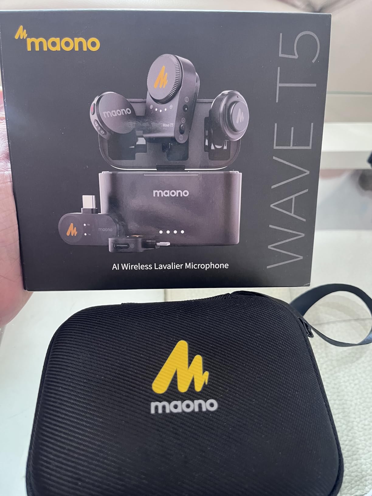 MAONO Wave T5 Mini Magnetic Wireless Lavalier Microphone for Content Creators Video Recording - AI Noise Cancellation, 48kHz/24bit, 4 Voice Filters, 40H, 1000ft Range for iPhone/Android/Camera/PC customer photo 2