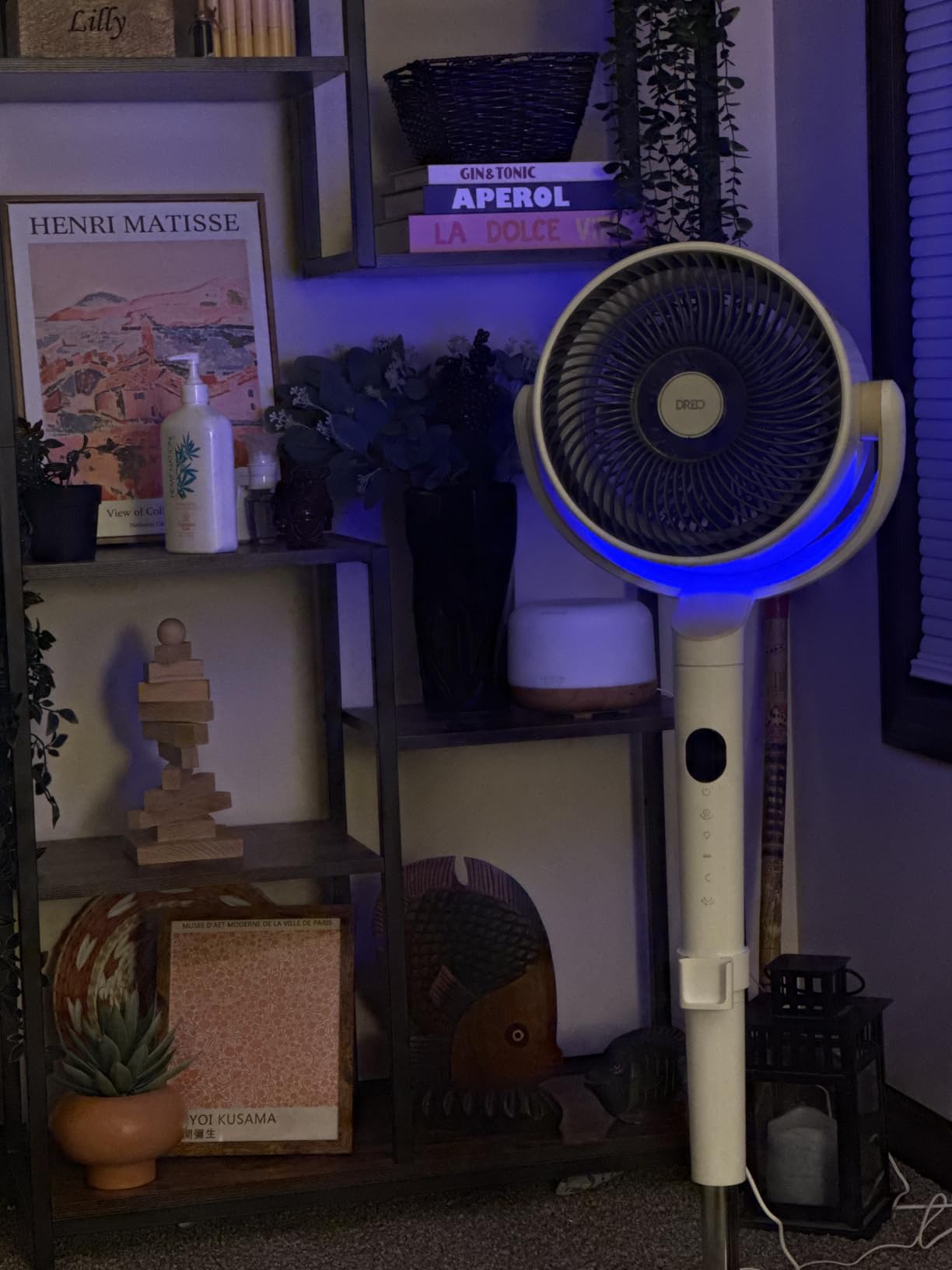 DREO Smart Fan for Bedroom, 120°+120° Omni-Directional Oscillating Fans, 100ft Quiet Pedestal Fan with RGB Light, 9 Speeds, 6 Modes, 20dB, 8H Timer, Wi-Fi/Voice/Alexa, 35-40