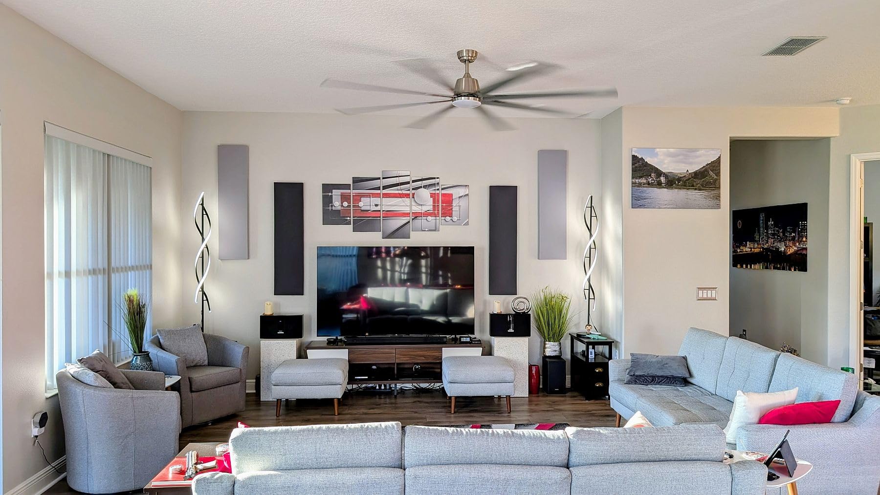 72 lnch lndustrial Smart Celing Fan with Light and Remote Control via WIFI Alexa, Large Ceiling Fan with 8 Black Aluminum Blades, 6 Speed Noiseless DC Motor, Indoor Outdoor Ceiling Fans for Patio Garage customer photo 2
