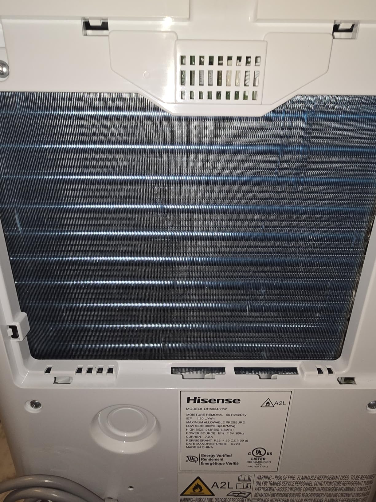 Restored Hisense 50-Pint Capacity, 4500 sq. ft. Coverage, 3-Speed Dehumidifier DH5024K1W (Refurbished) customer photo 1