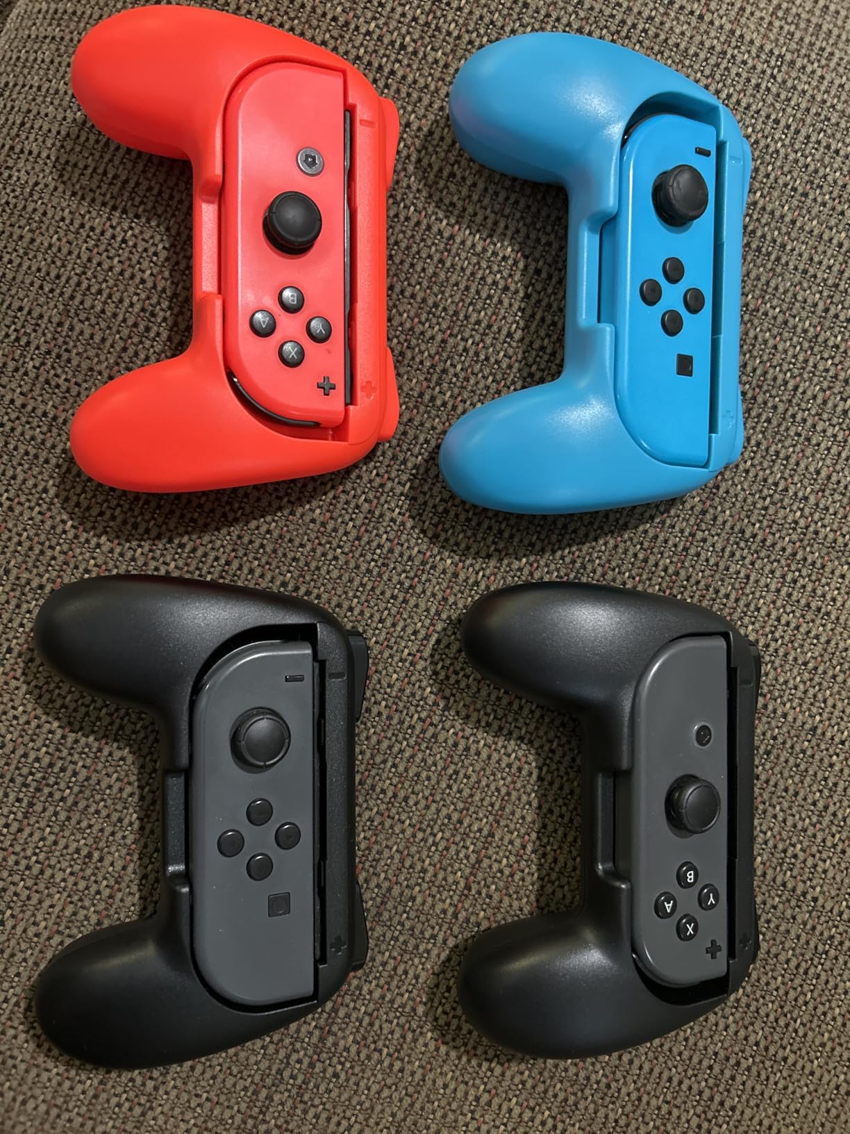 FYOUNG [Both for Switch 2 and 1] Grips for Nintendo Switch 2/1/OLED Controller, Handle Holder for Joycon 2&for Joy con, Dual Size Comfort Ergonomic Grip (4 Pack) (Orange&Orange&Blue&Blue) customer photo 1