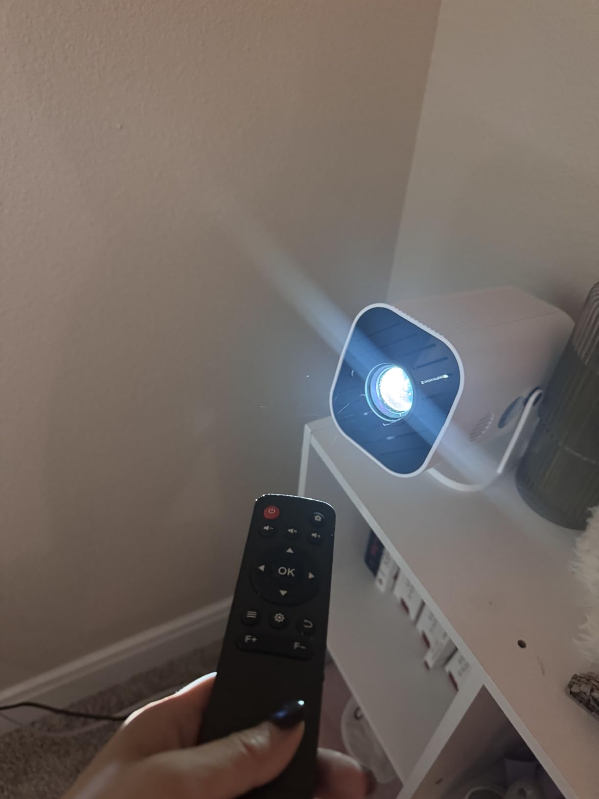 Mini Projector With Wifi And Bluetooth, 1080P Portable Projector, Movie Projector for Bedroom, Built-in APPS & Electric Focusing & 210° Rotation, Supports Smartphones/TV Stick/iPad/PS5/Laptop/HDMI/USB customer photo 2