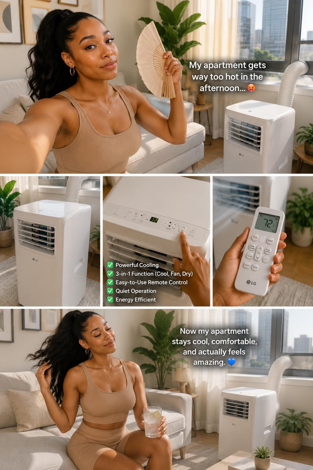 LG 6,000 BTU (DOE) / 10,000 BTU (ASHRAE) Portable Air Conditioner, Cools 250 Sq.Ft. (10' x 25' room size), Quiet Operation,LCD Remote, Window Installation Kit Included, 115V customer photo 1