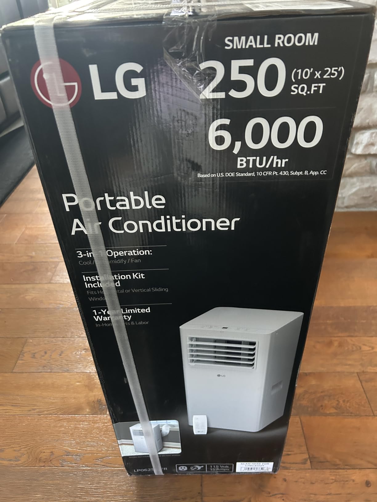 LG 6,000 BTU (DOE) / 10,000 BTU (ASHRAE) Portable Air Conditioner, Cools 250 Sq.Ft. (10' x 25' room size), Quiet Operation,LCD Remote, Window Installation Kit Included, 115V customer photo 2