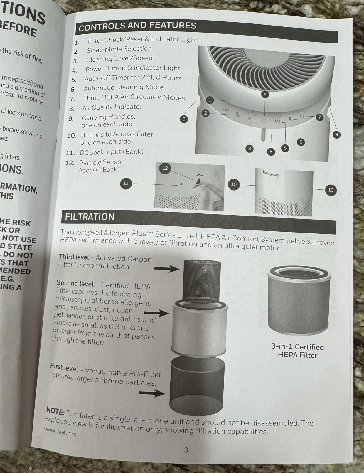 Allergen Plus 3-in-1 HEPA Air Purifier for Home, Fan & Adjustable Airflow for Large Rooms up to 1928 Ft², Air Quality Sensor, Reduces Allergens, Pet Dander & Odors, Black, HPA6000B customer photo 1