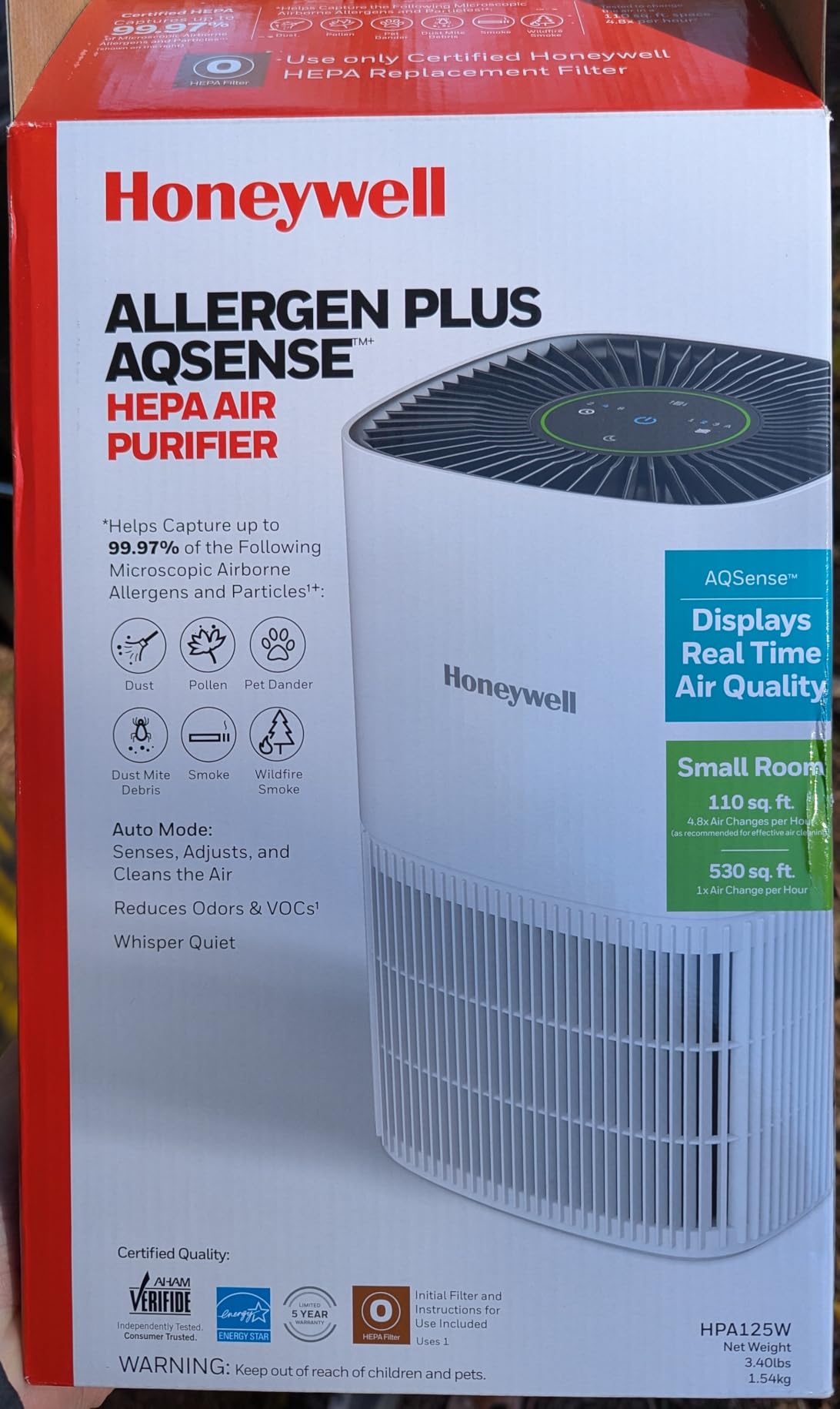 Allergen Plus Compact HEPA Small Room Air Purifiers for Home, Up to 530 Ft² Coverage, 3-in-1 Filter, Pet Dander, Smoke & Odor Reducer Air Quality Sensor with Auto Mode, White, HPA125W customer photo 2