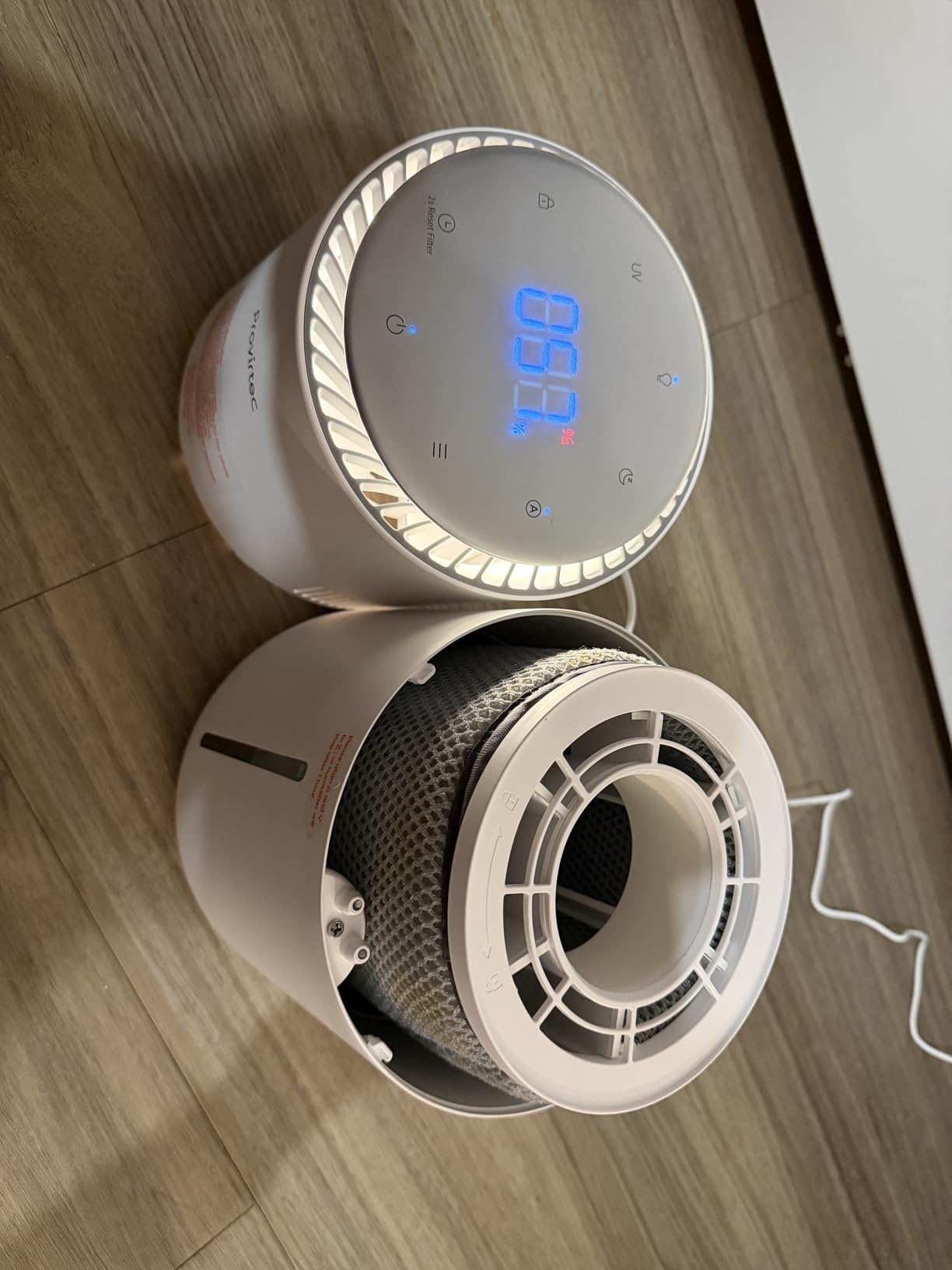 Provirtec MistFree Evaporative Humidifier for Bedroom, 3L No White Dust for Sensitive Individuals, Auto Humidity Control, Works with Tap Water, Night Light, Easy Clean Tank for Home & Small Room customer photo 1